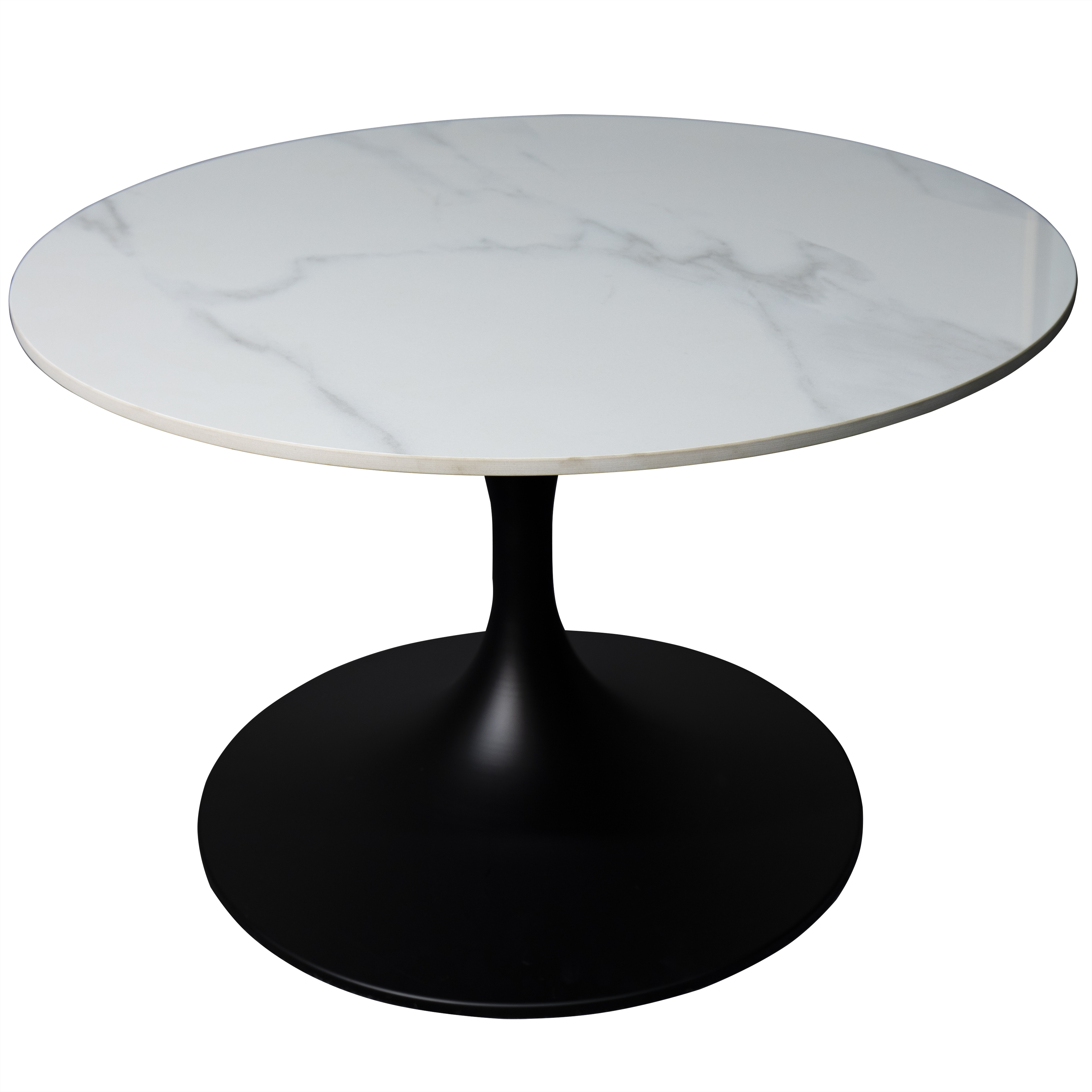 Verve Coffee Table Black base with 27" round Black Sintered Stone top