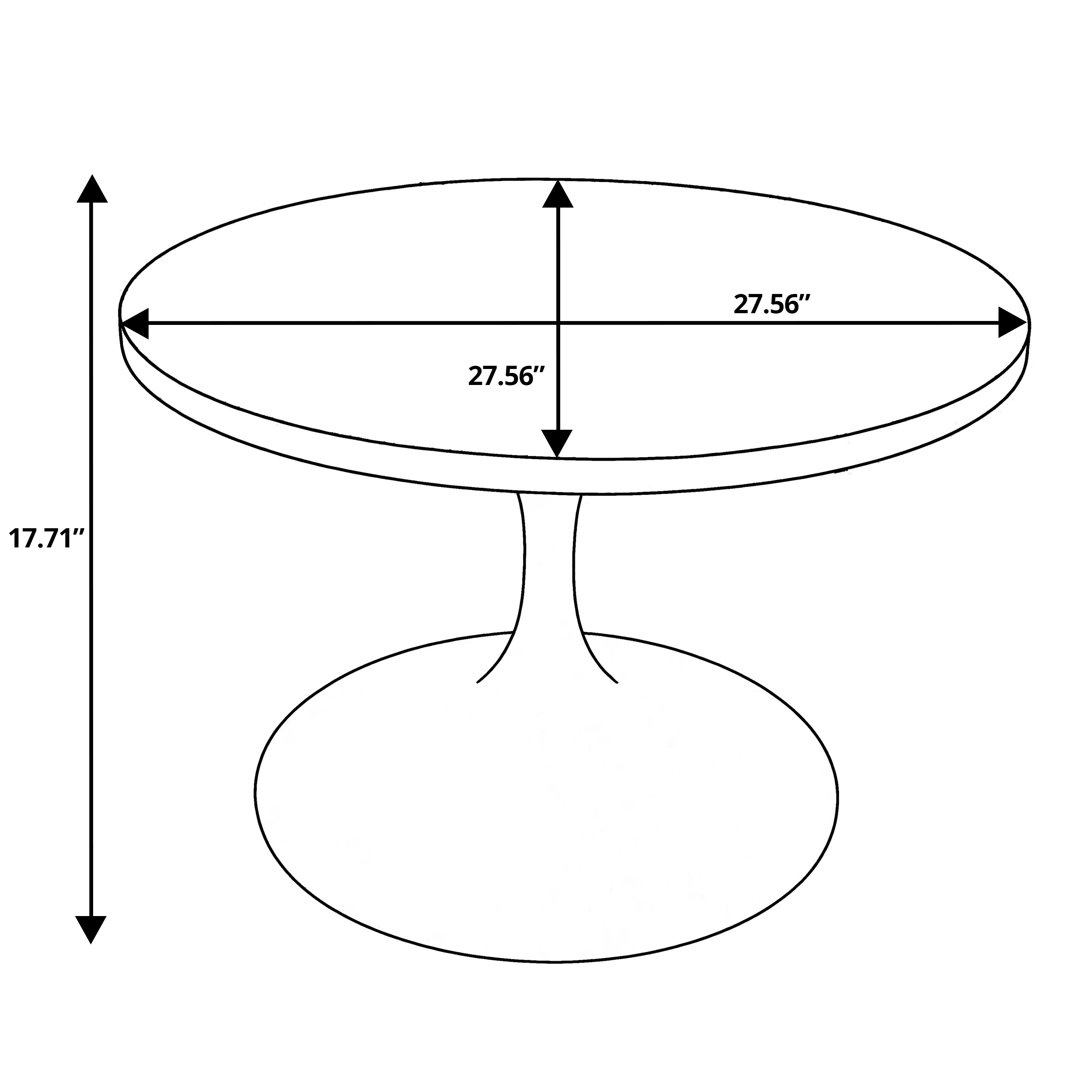 Verve Coffee Table Black base with 27" round Black Sintered Stone top