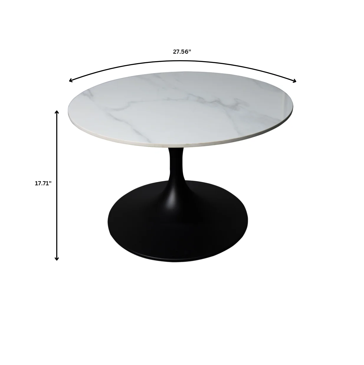 Verve Coffee Table Black base with 27" round Black Sintered Stone top