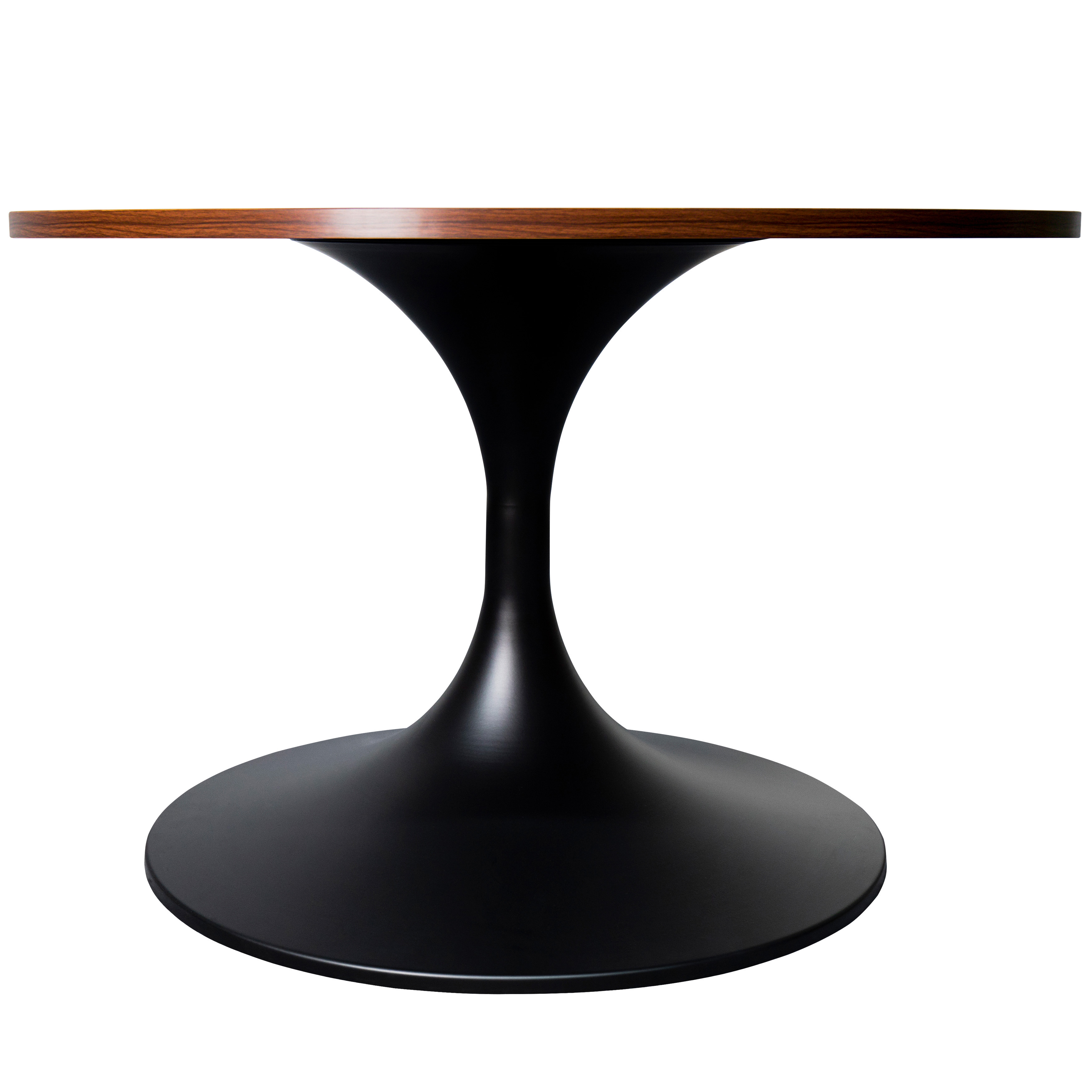 Verve Coffee Table Black base with 27" round Brown Wood MDF top