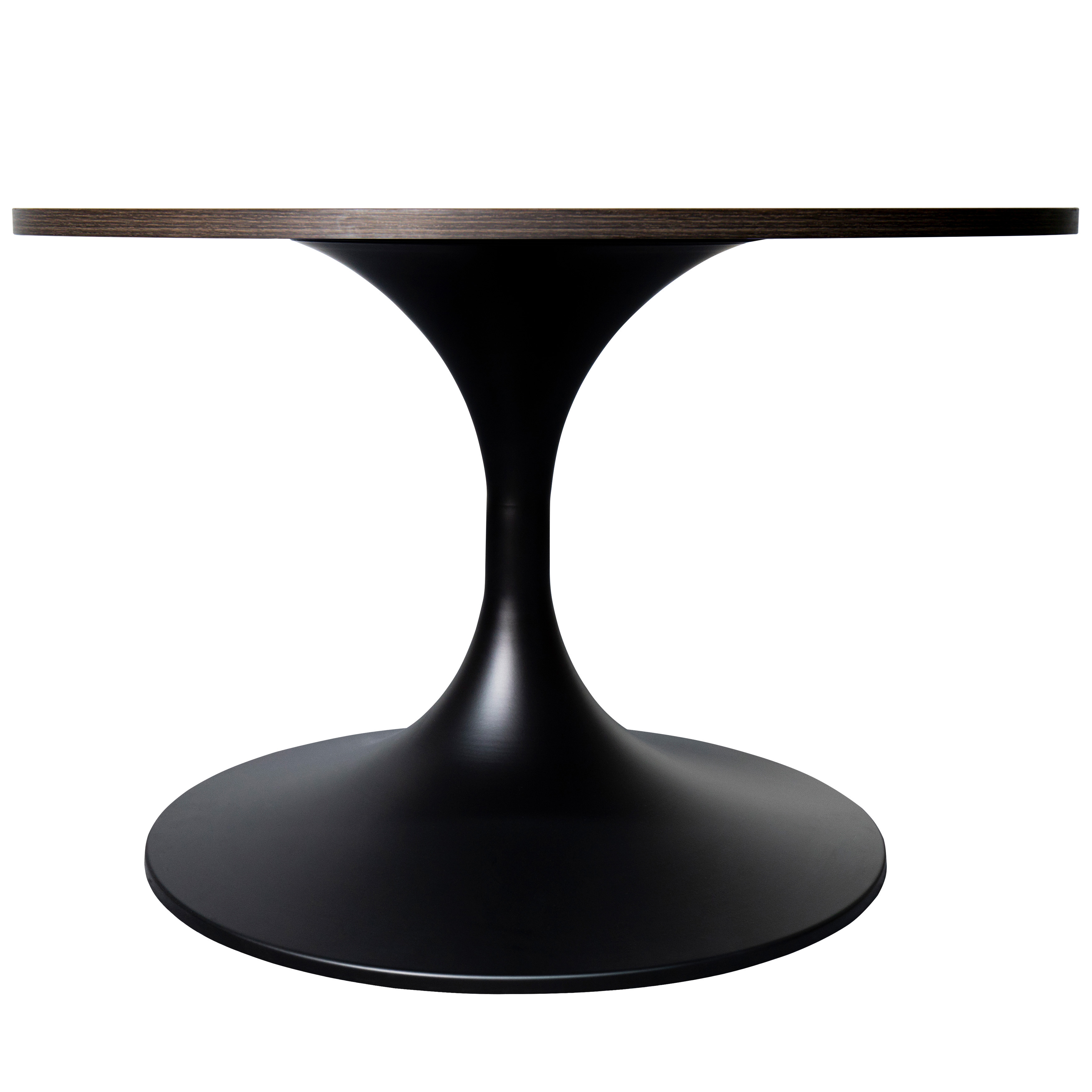 Verve Coffee Table Black base with 27" round Dark Brown Wood MDF top