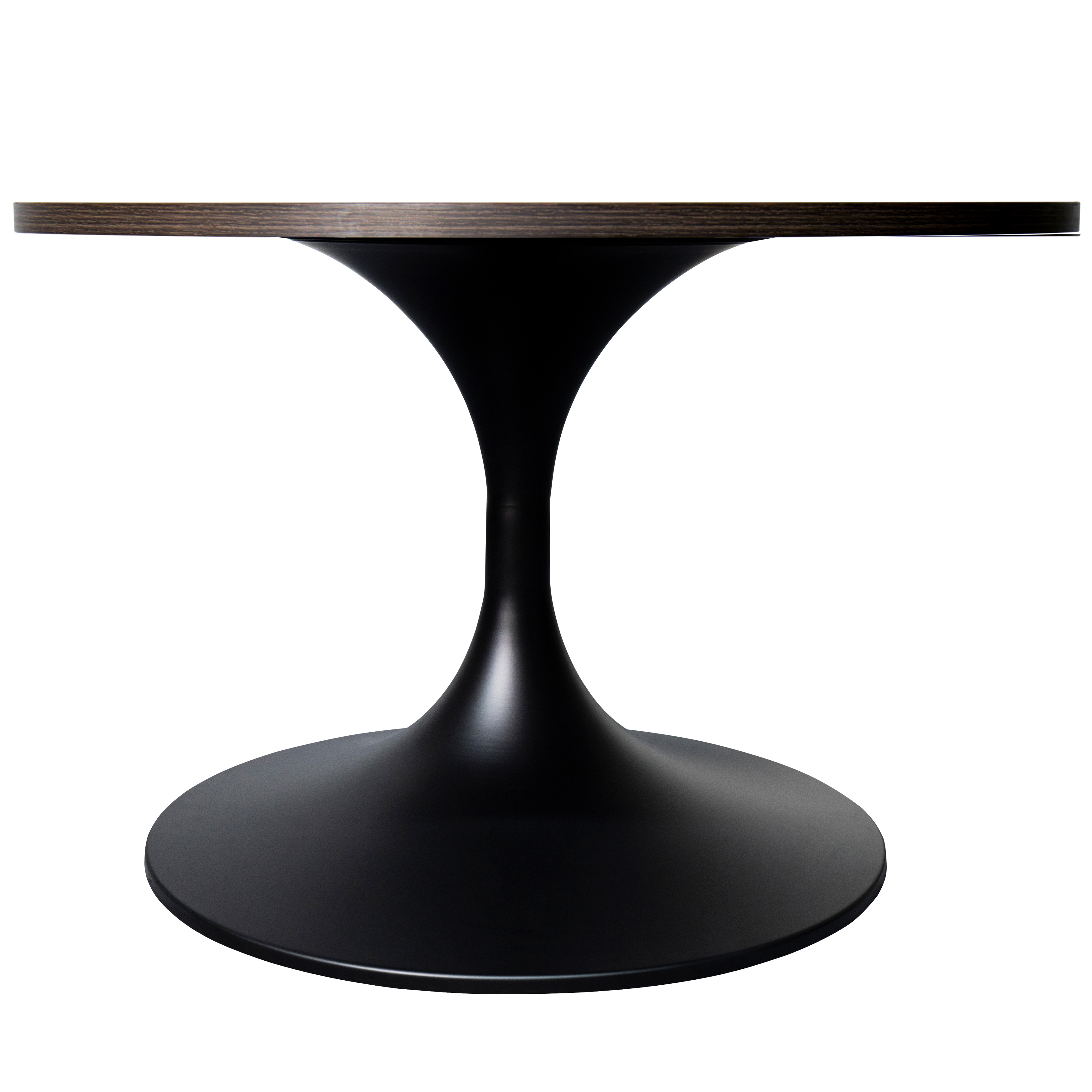 Verve Coffee Table Black base with 27" round Dark Brown Wood MDF top