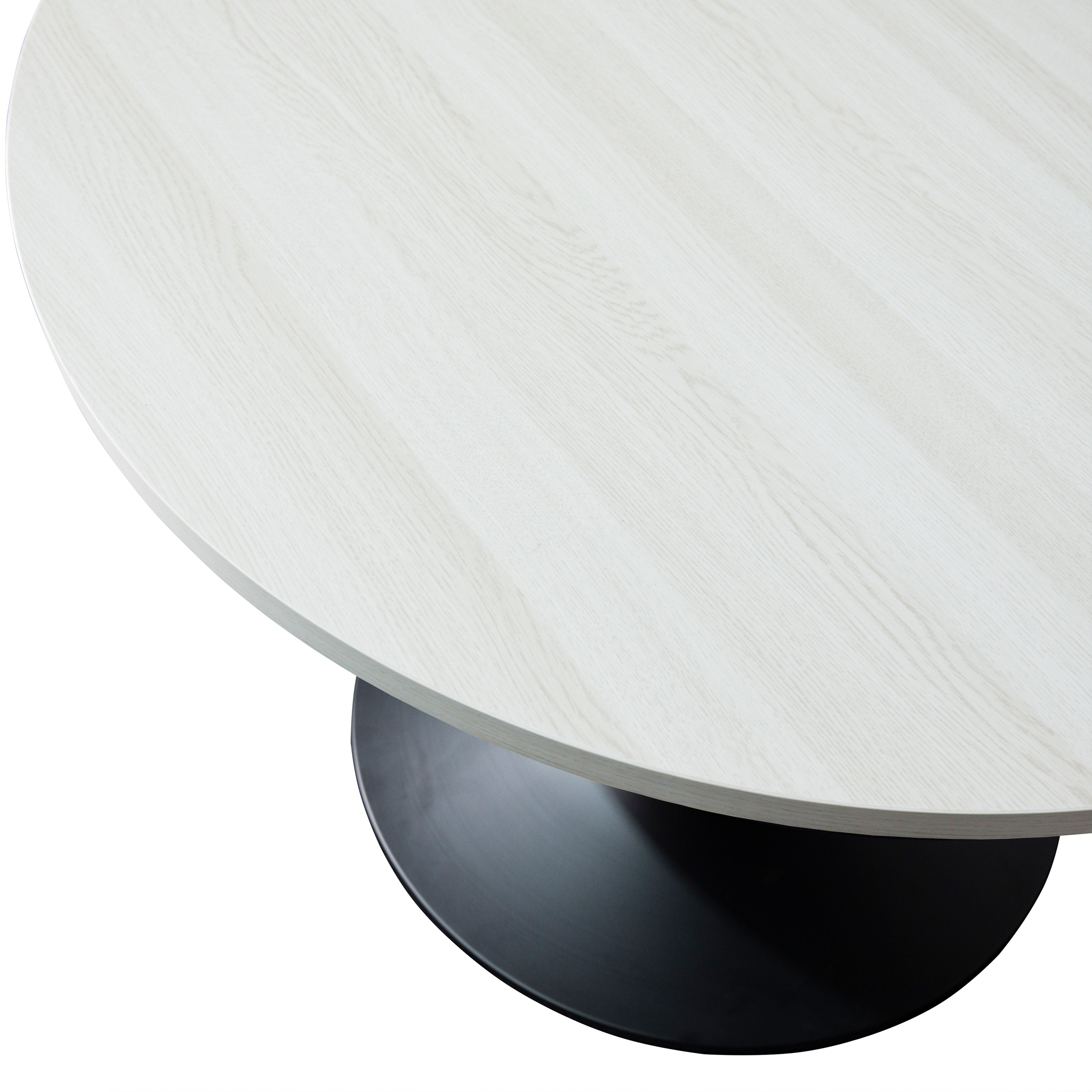 Verve Coffee Table Black base with 27" round Light Natural MDF top