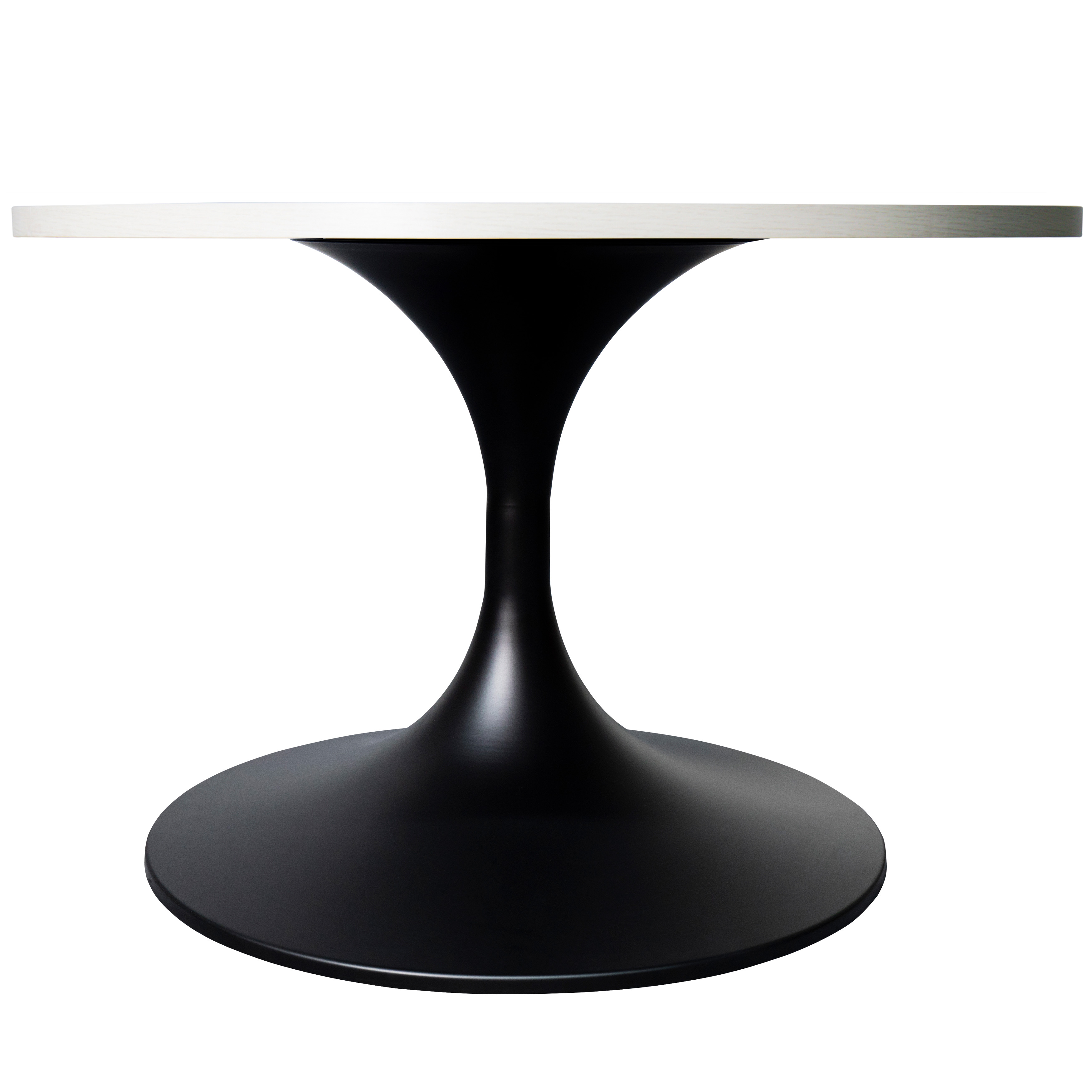 Verve Coffee Table Black base with 27" round Light Natural MDF top