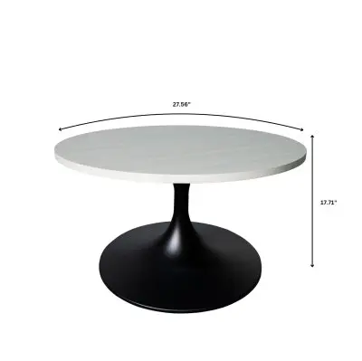 Verve Coffee Table Black base with 27" round Light Natural MDF top