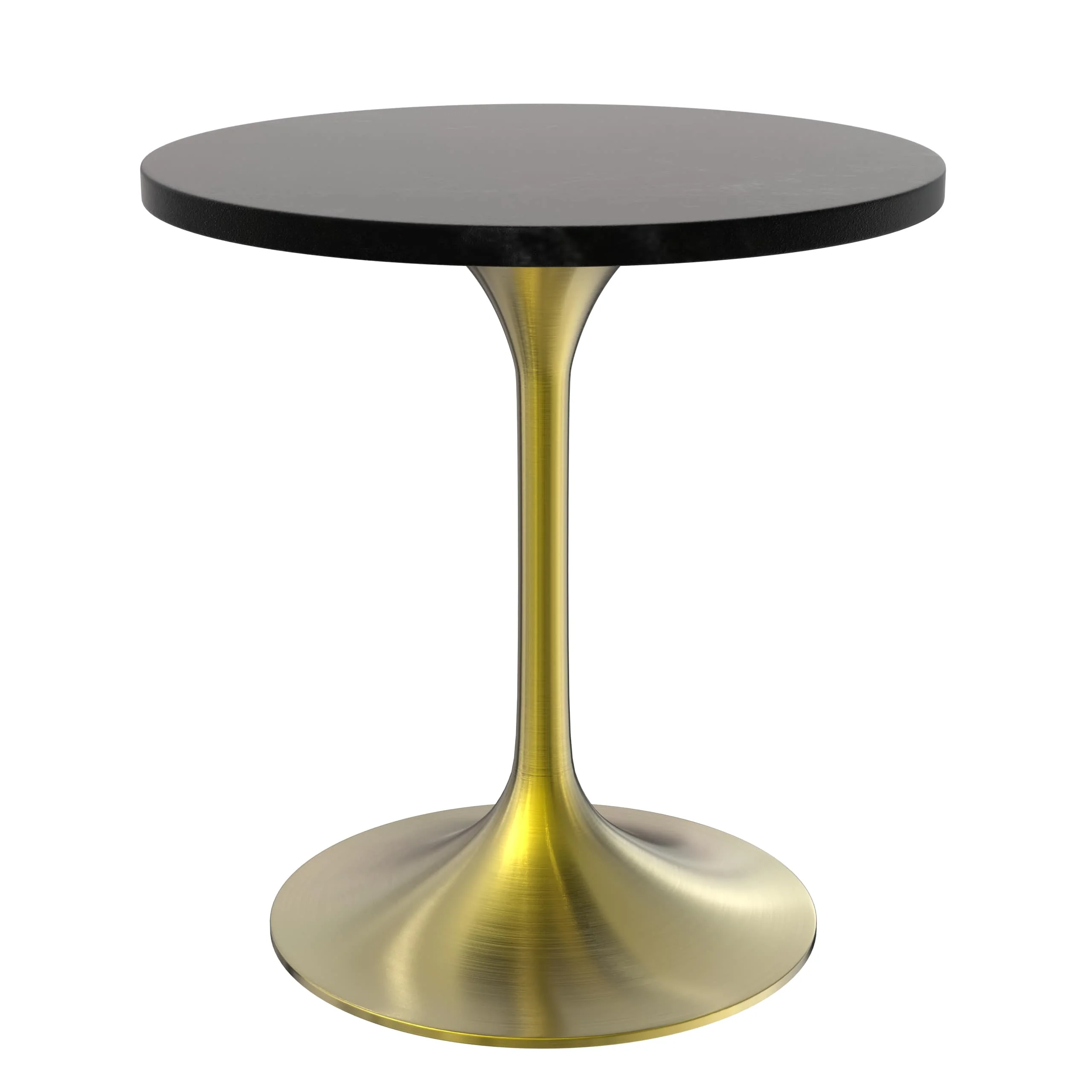 Verve Collection 27" Round Dining Table, Brushed Gold Base with Black MDF Top