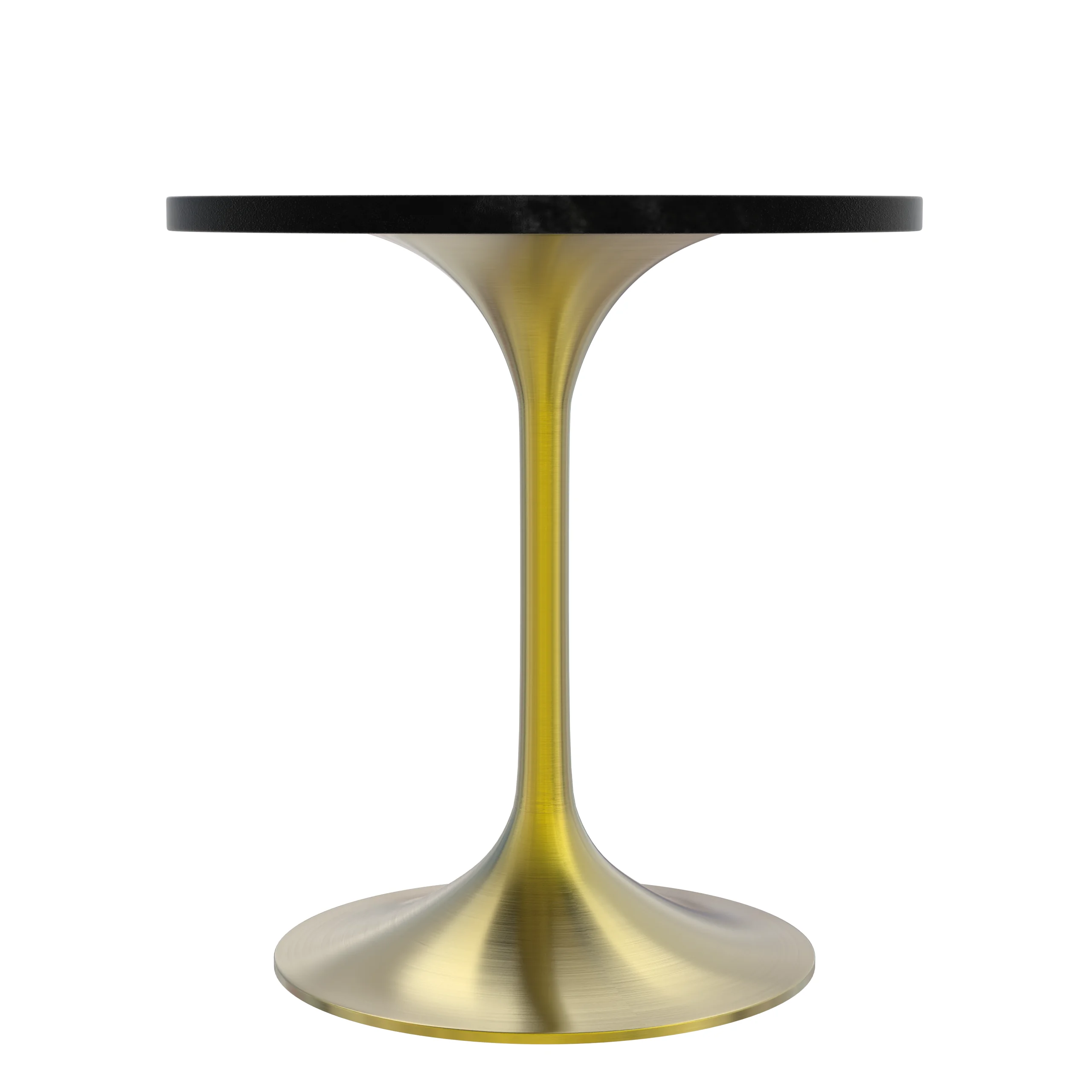 Verve Collection 27" Round Dining Table, Brushed Gold Base with Black MDF Top