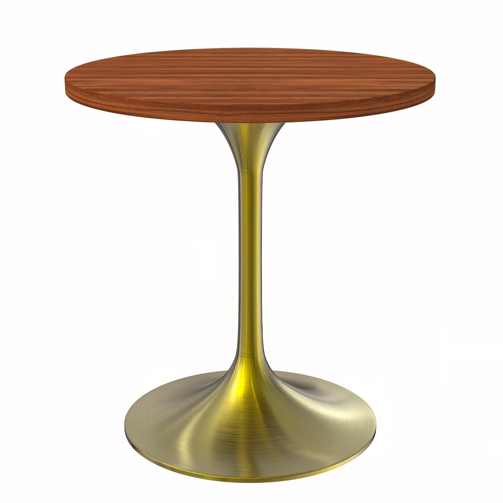 Verve Collection 27" Round Dining Table, Brushed Gold Base with Cognac Brown MDF Top