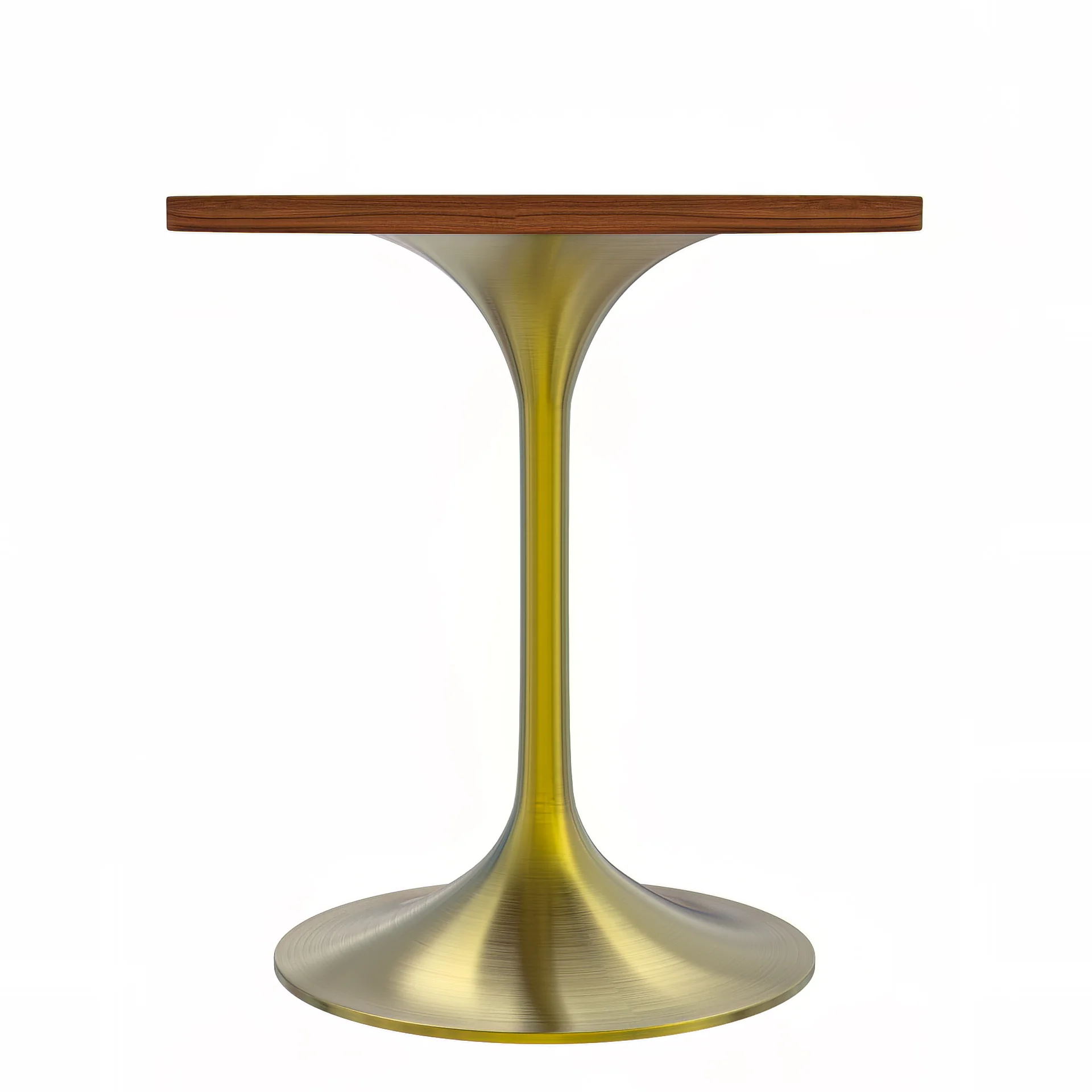 Verve Collection 27" Round Dining Table, Brushed Gold Base with Cognac Brown MDF Top