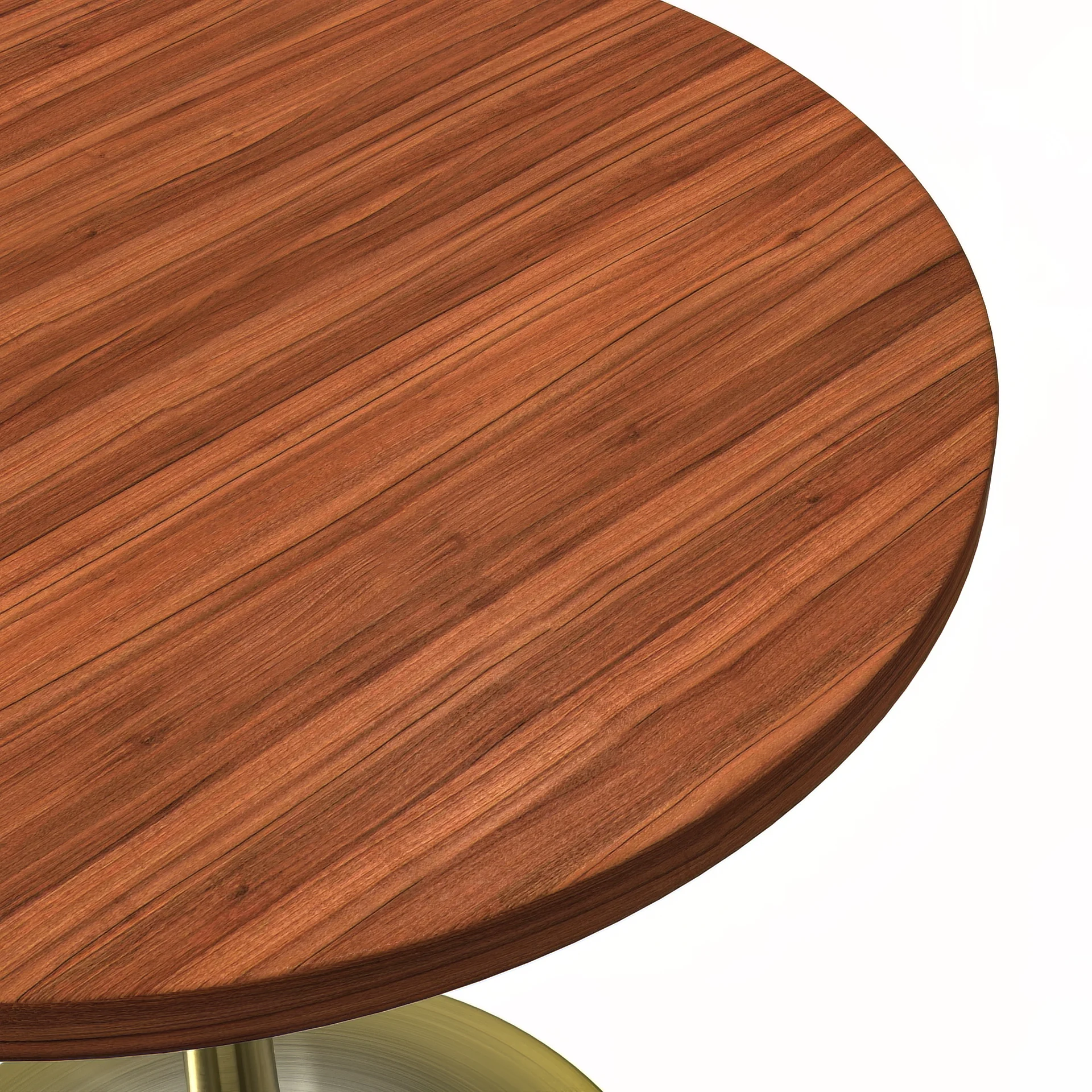Verve Collection 27" Round Dining Table, Brushed Gold Base with Cognac Brown MDF Top