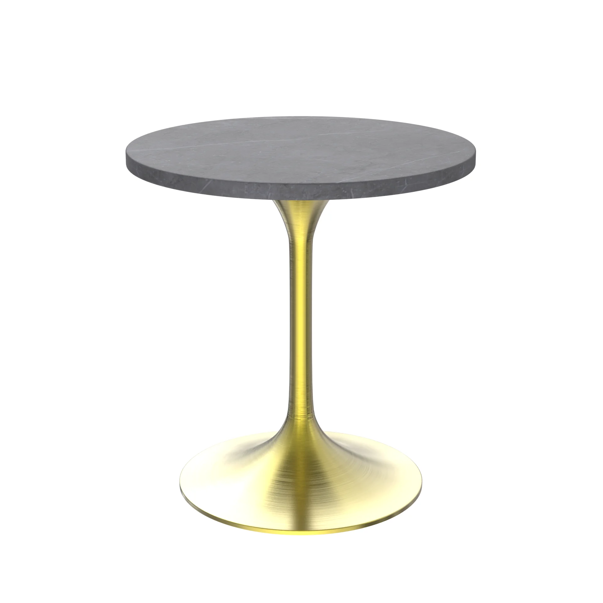 Verve Collection 27 Round Dining Table, Brushed Gold Base with Sintered Stone Grey Top