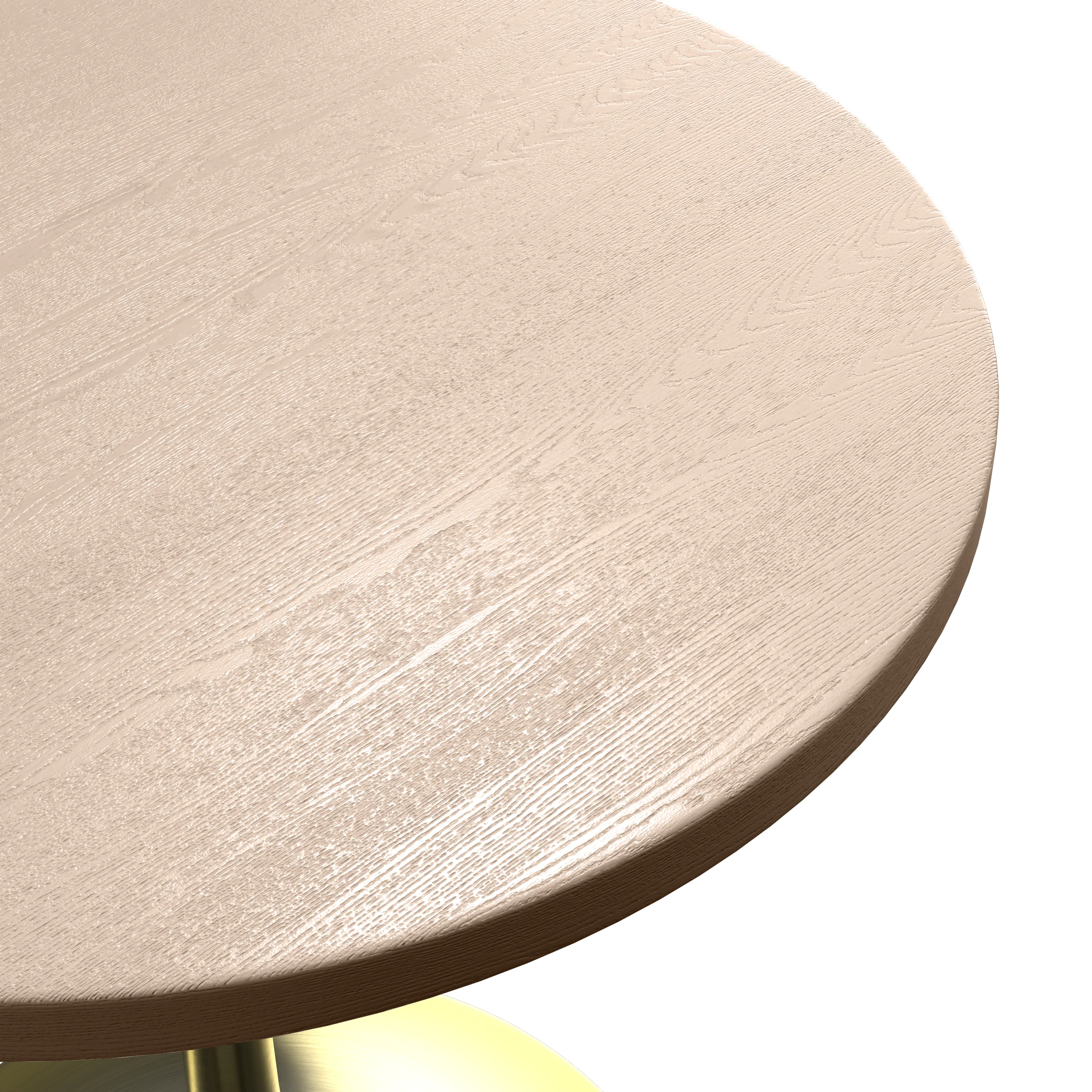 Verve Collection 27" Round Dining Table, Brushed Gold Base with Light Natural Wood MDF Top