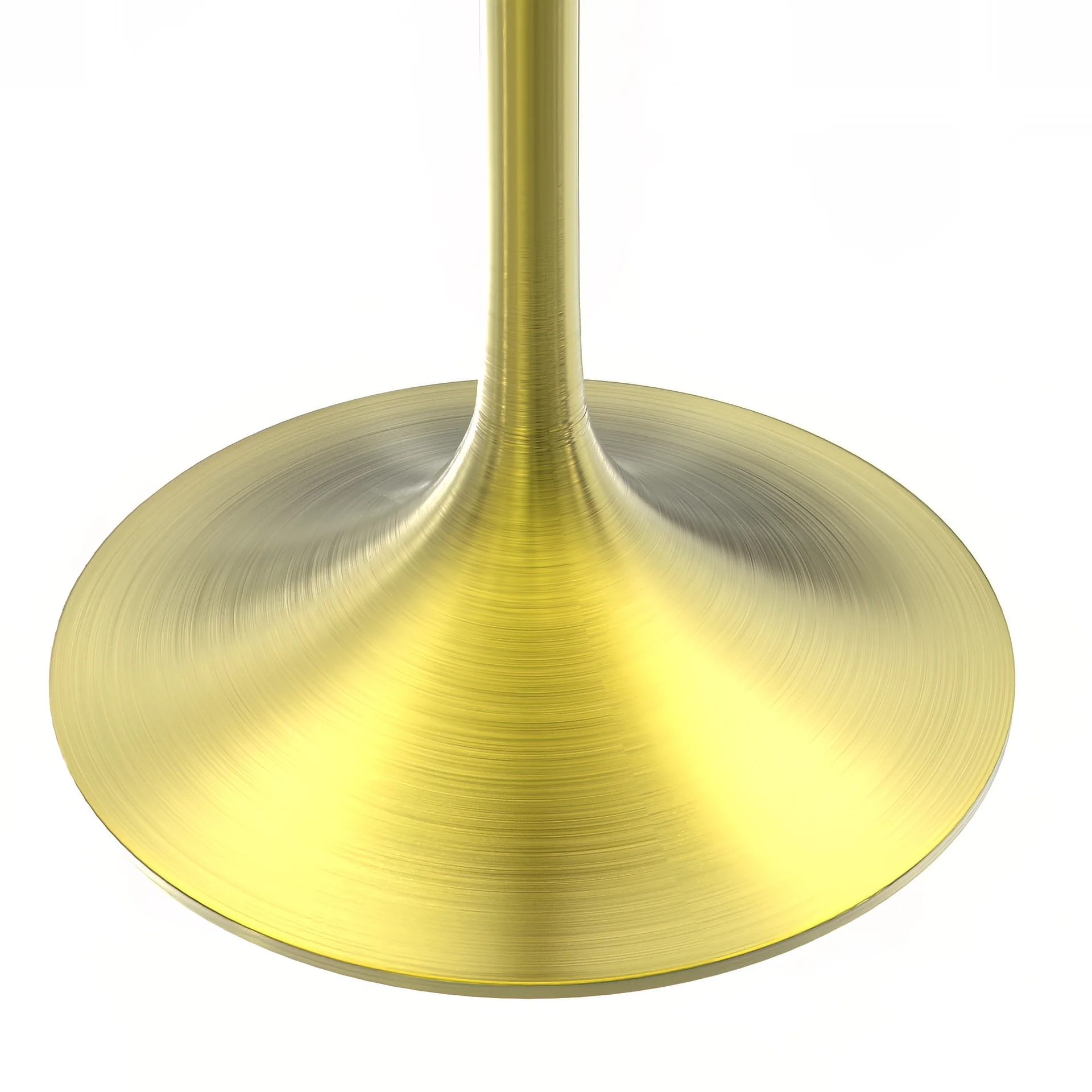 Verve Collection 27 Round Dining Table, Brushed Gold Base with Laminated White Marbleized Top