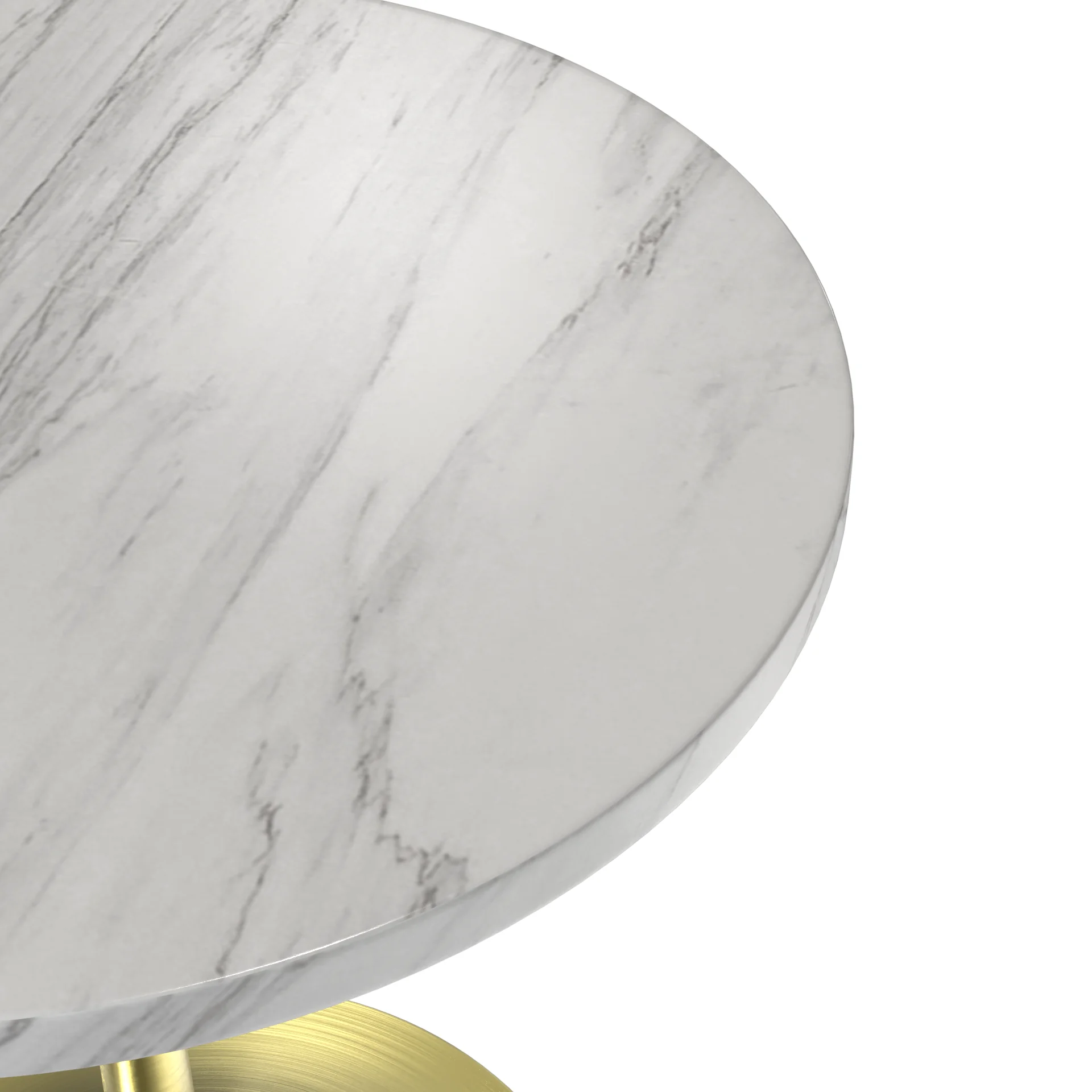 Verve Collection 27 Round Dining Table, Brushed Gold Base with Sintered Stone White Top