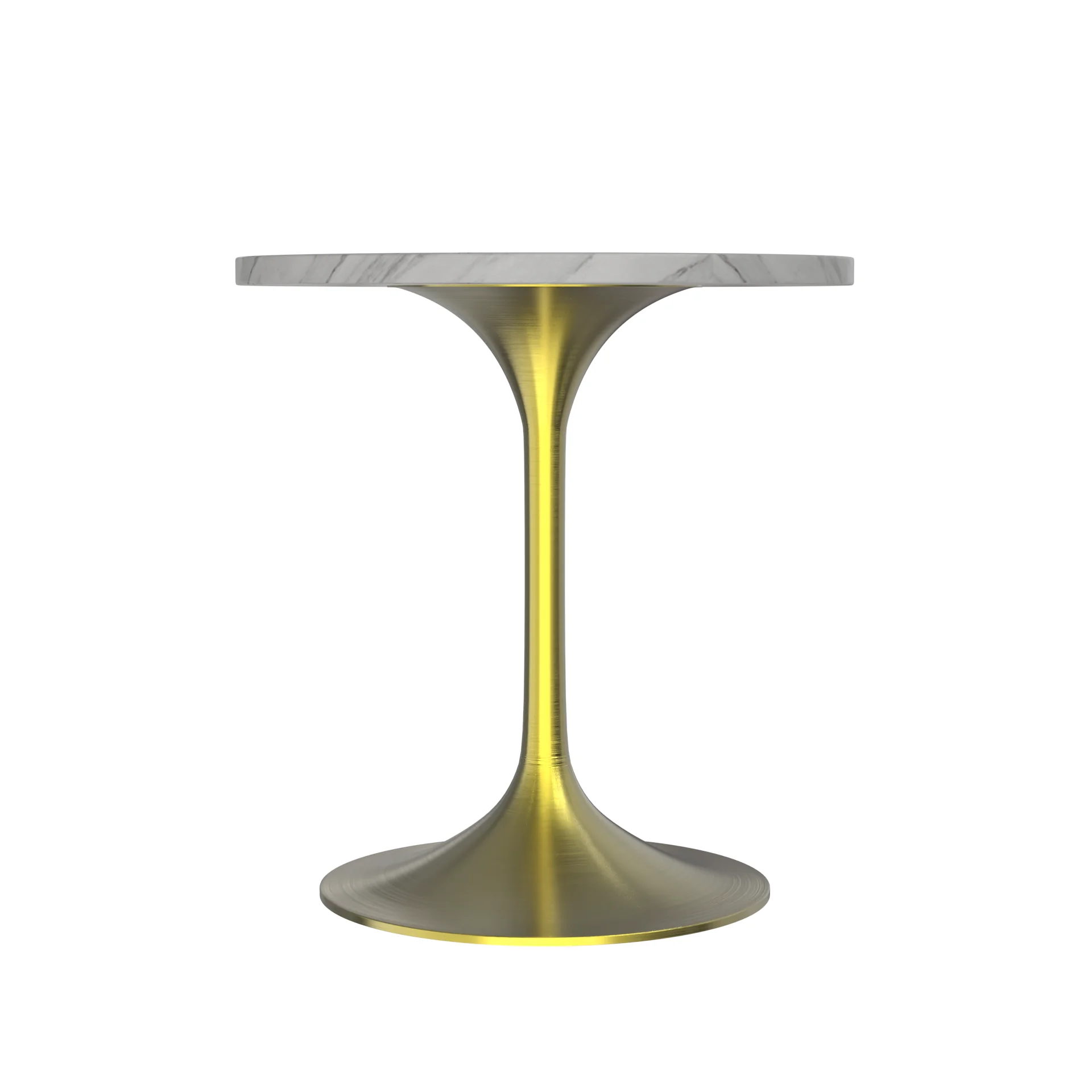 Verve Collection 27 Round Dining Table, Brushed Gold Base with Sintered Stone White Top