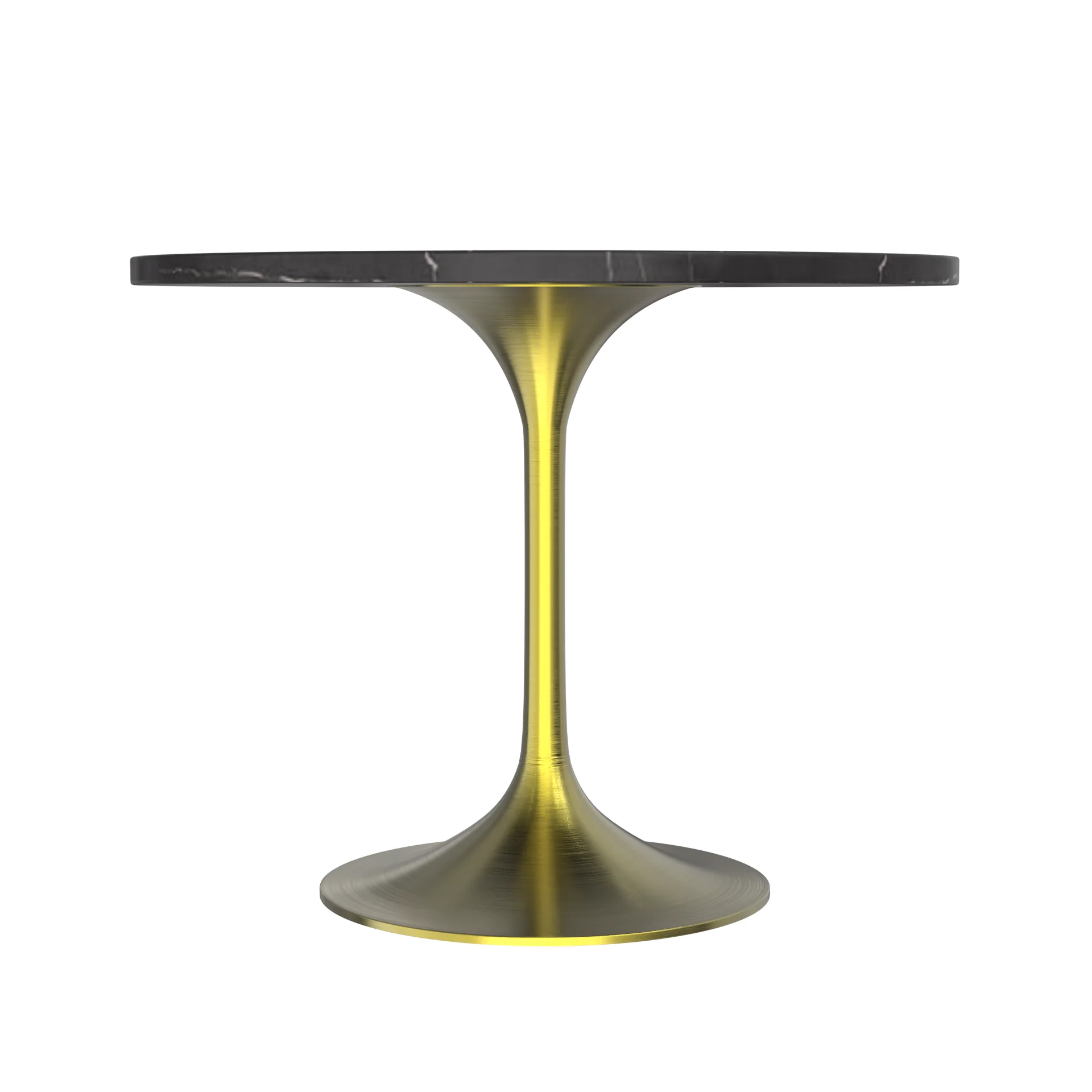 Verve Collection 36 Round Dining Table, Brushed Gold Base with Sintered Stone Black Top