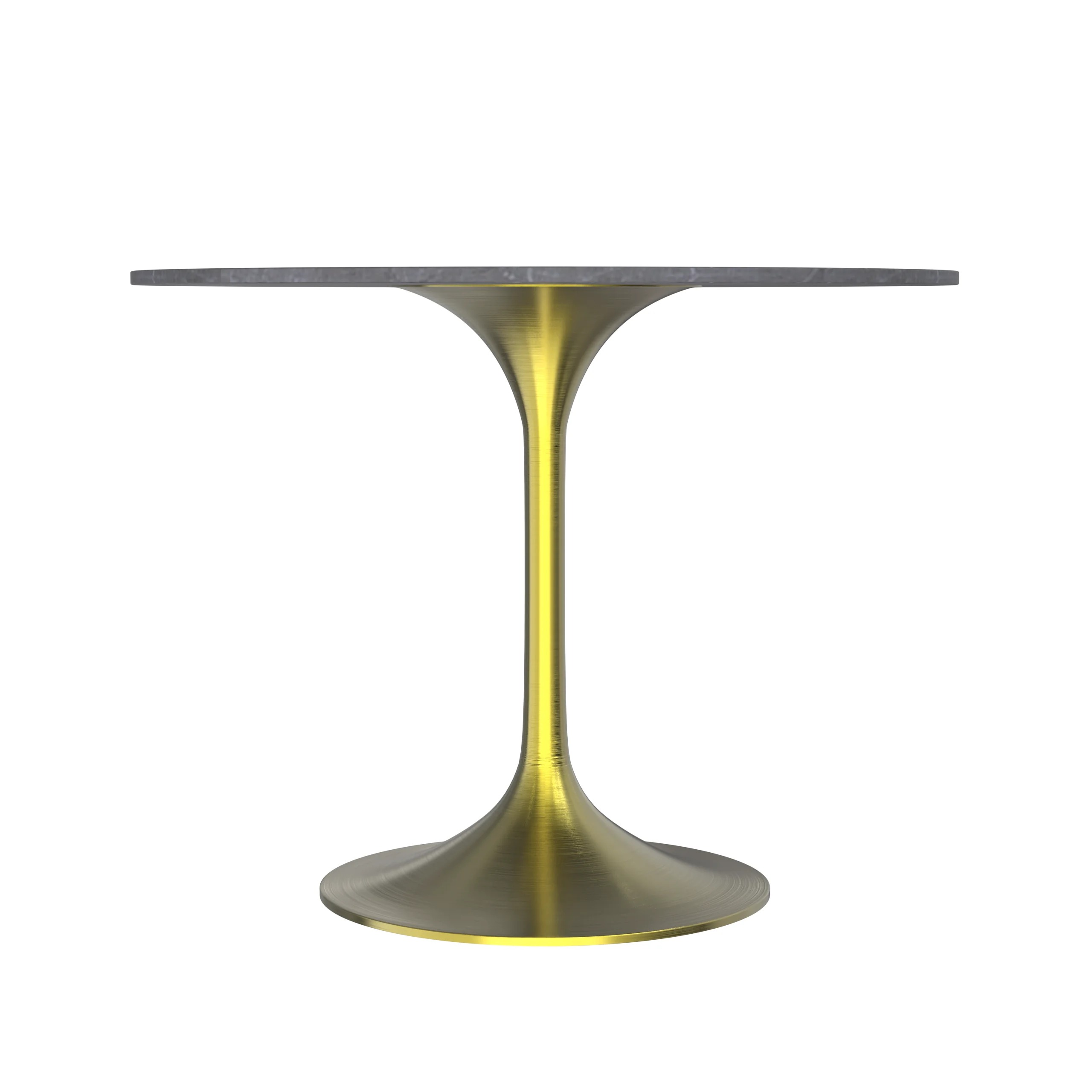 Verve Collection 36 Round Dining Table, Brushed Gold Base with Sintered Stone Grey Top