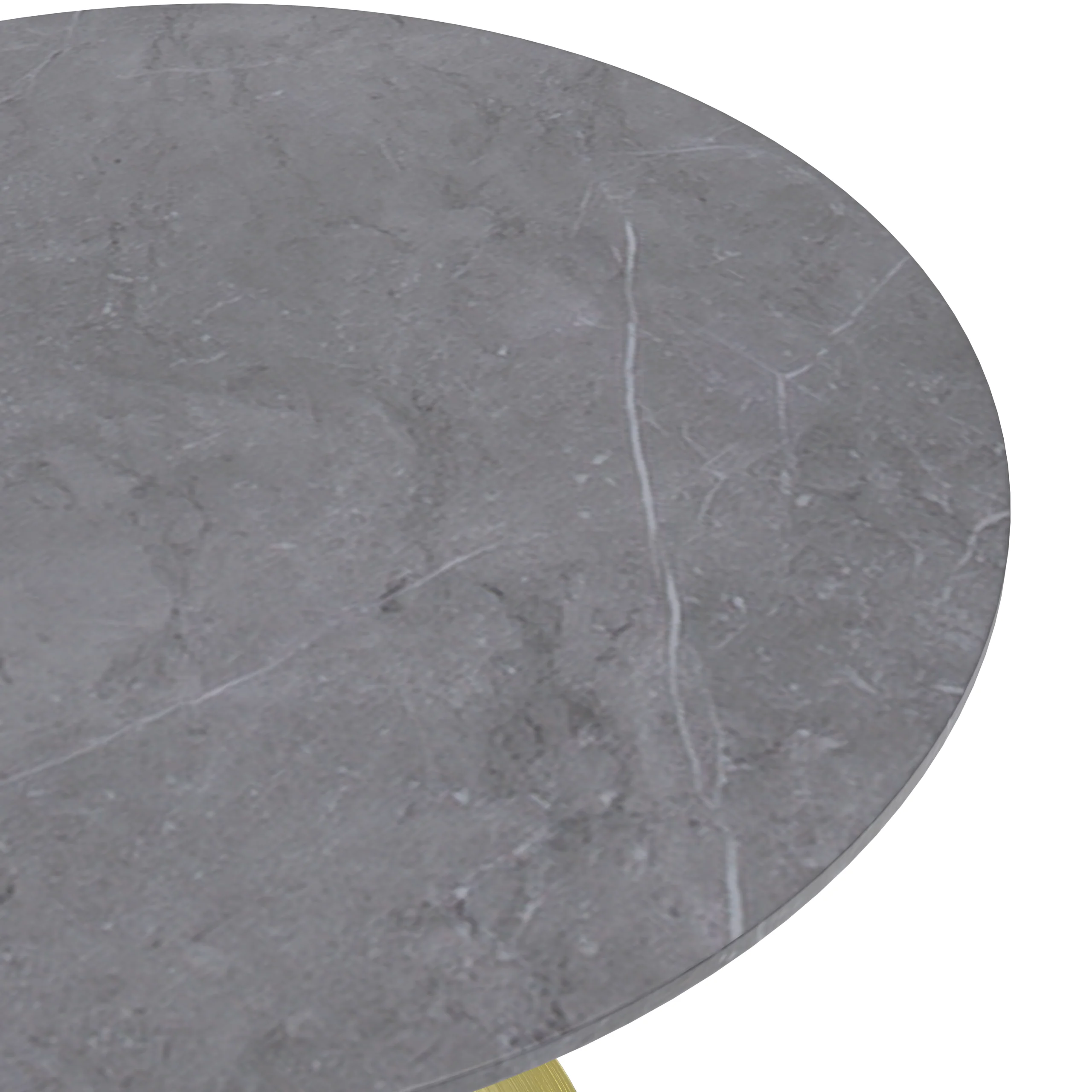 Verve Collection 36 Round Dining Table, Brushed Gold Base with Sintered Stone Grey Top