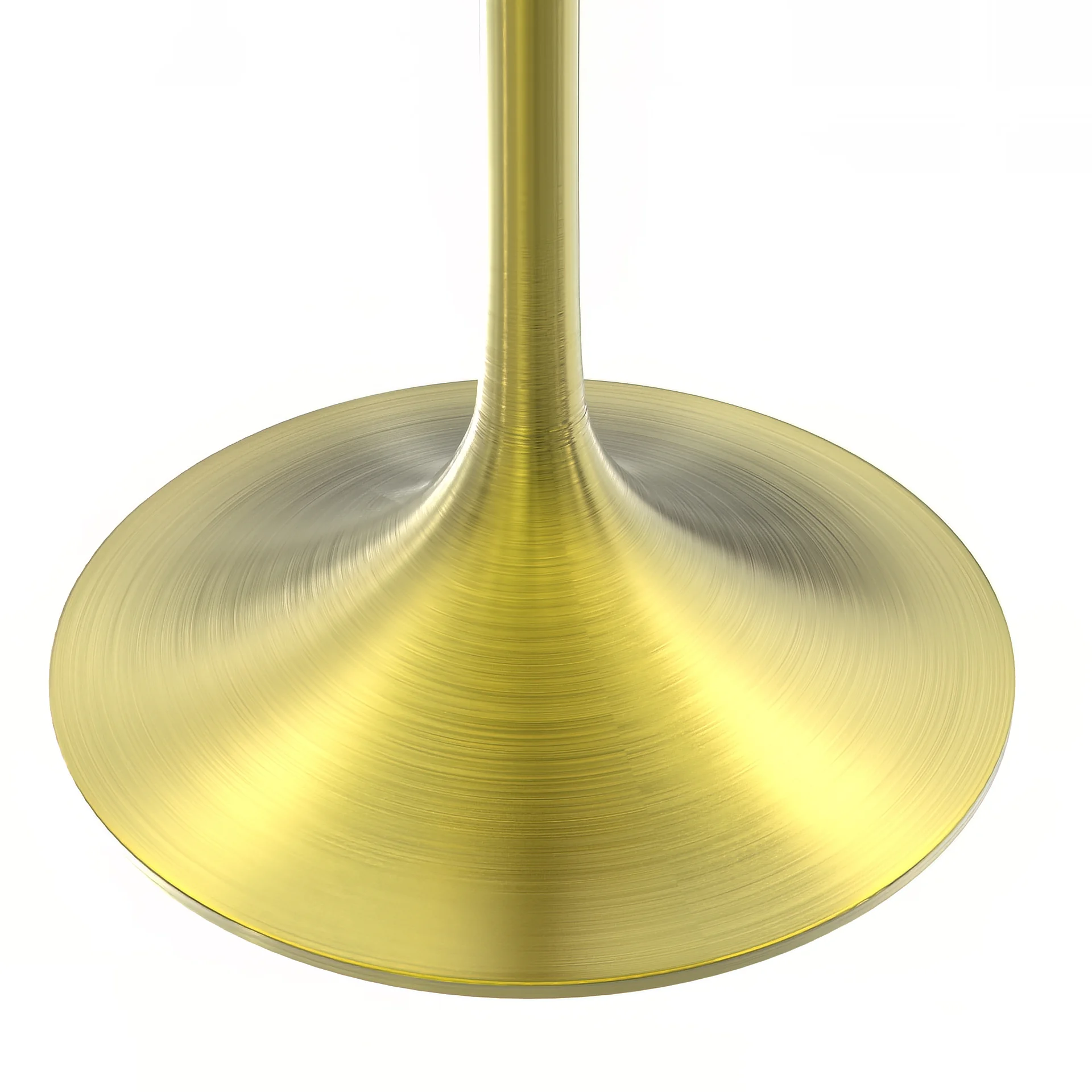 Verve Collection 36 Round Dining Table, Brushed Gold Base with Laminated White Marbleized Top