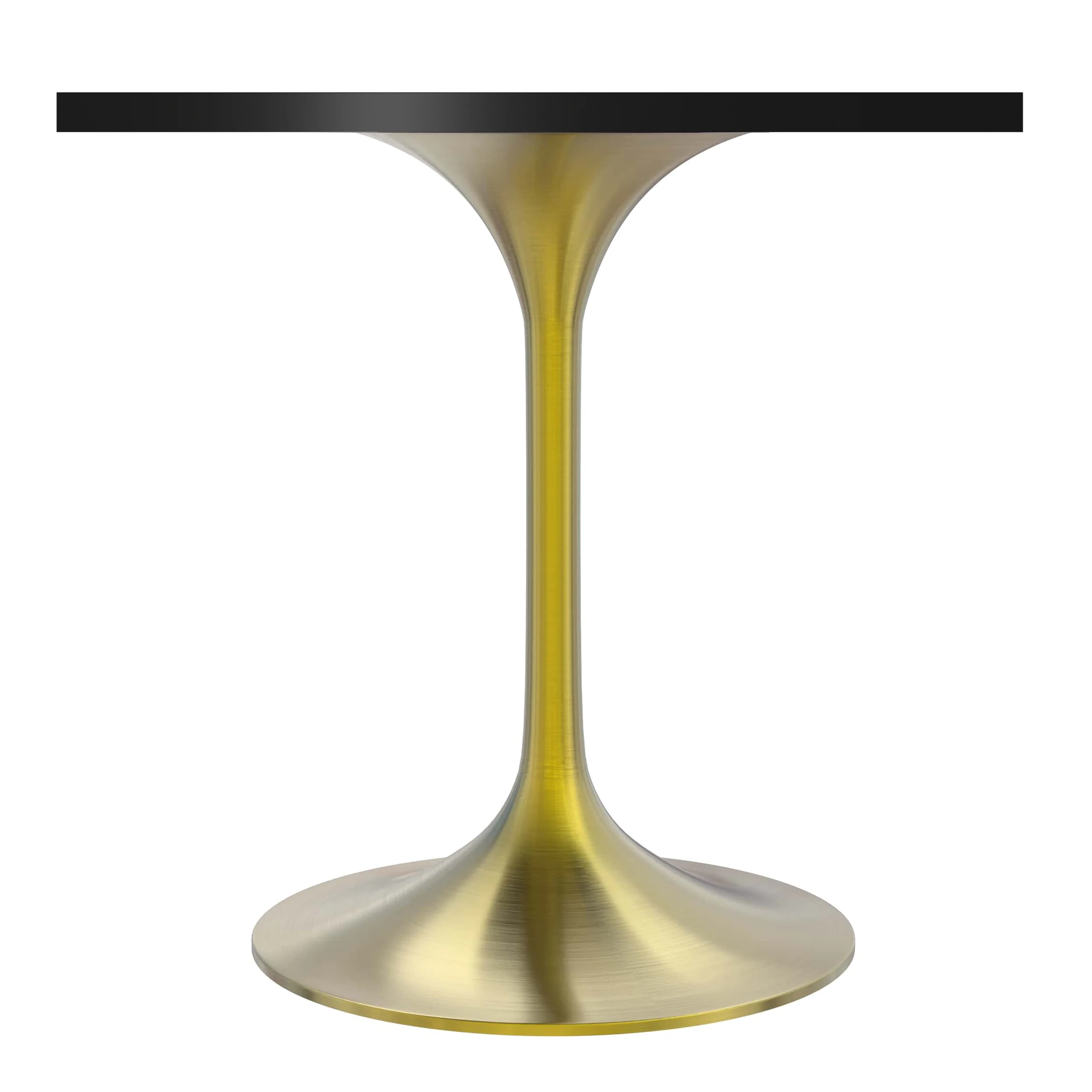 Verve Collection 24 Square Dining Table, Brushed Gold Base with Black MDF Top