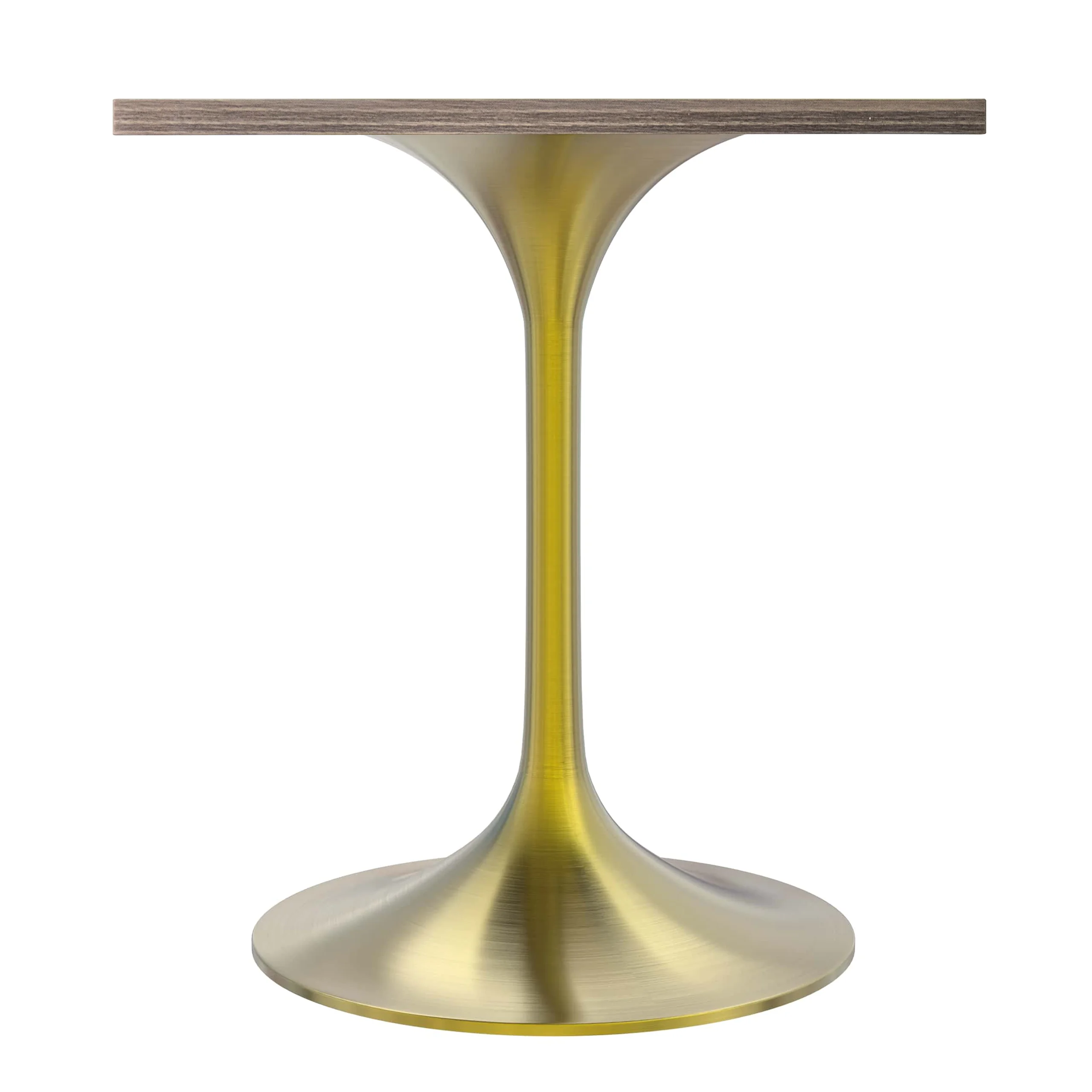 Verve Collection 24 Square Dining Table, Brushed Gold Base with Dark Maple MDF Top