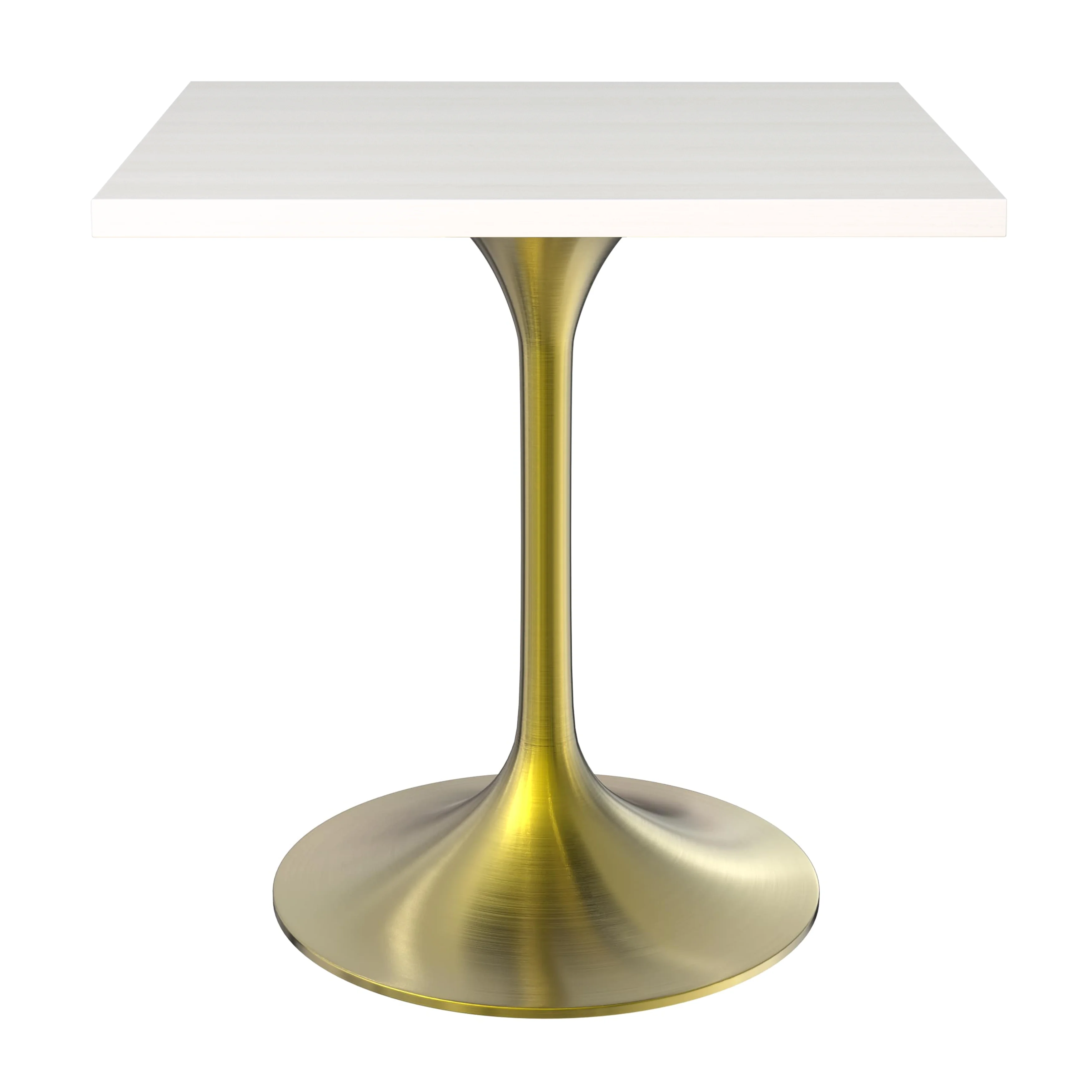 Verve Collection 24 Square Dining Table, Brushed Gold Base with Light Natural Wood MDF Top