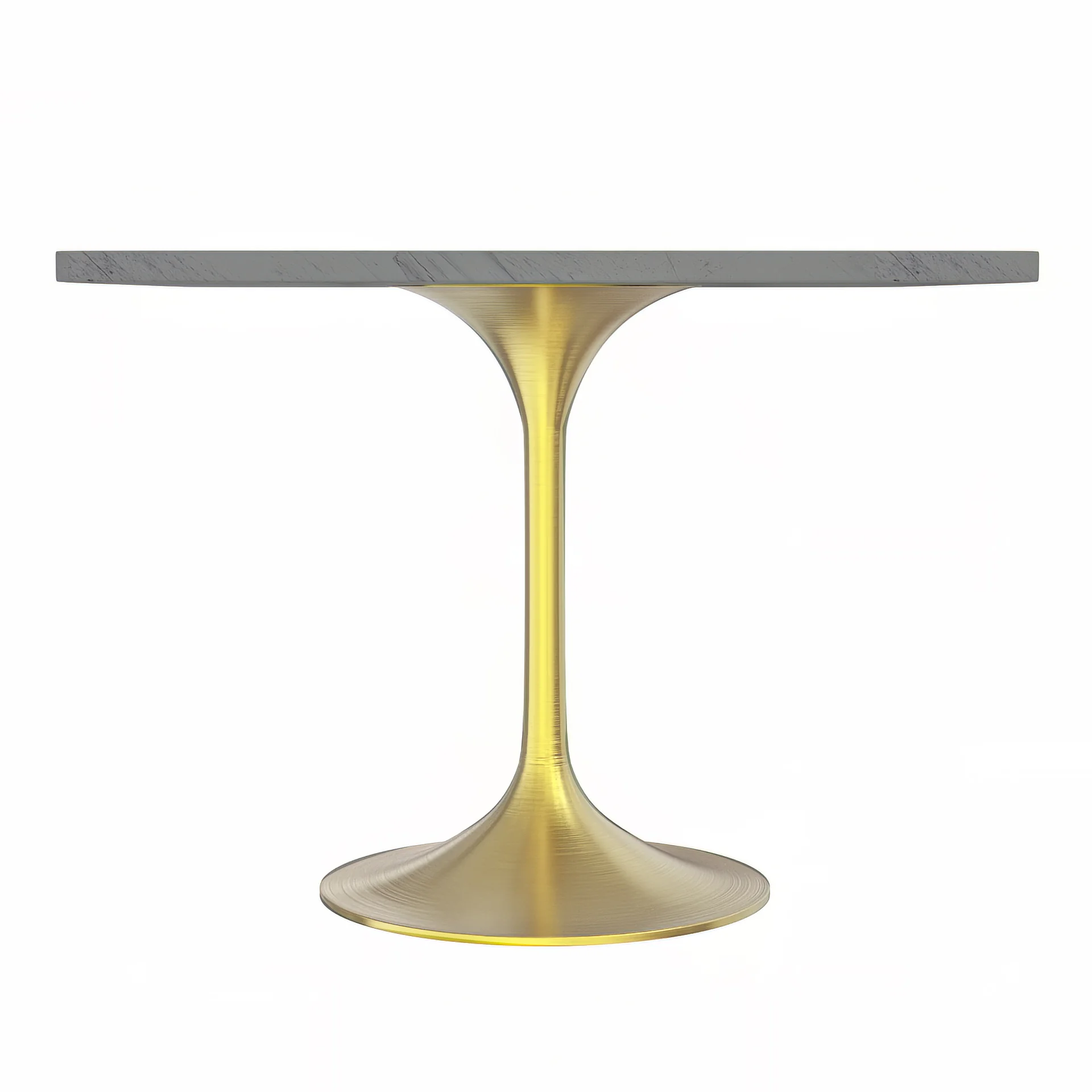 Verve Collection 36" Square Dining Table, Brushed Gold Base with Laminated White Marbleized Top