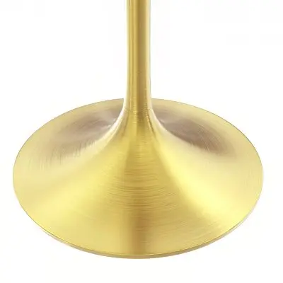 Verve Collection 36" Square Dining Table, Brushed Gold Base with Laminated White Marbleized Top