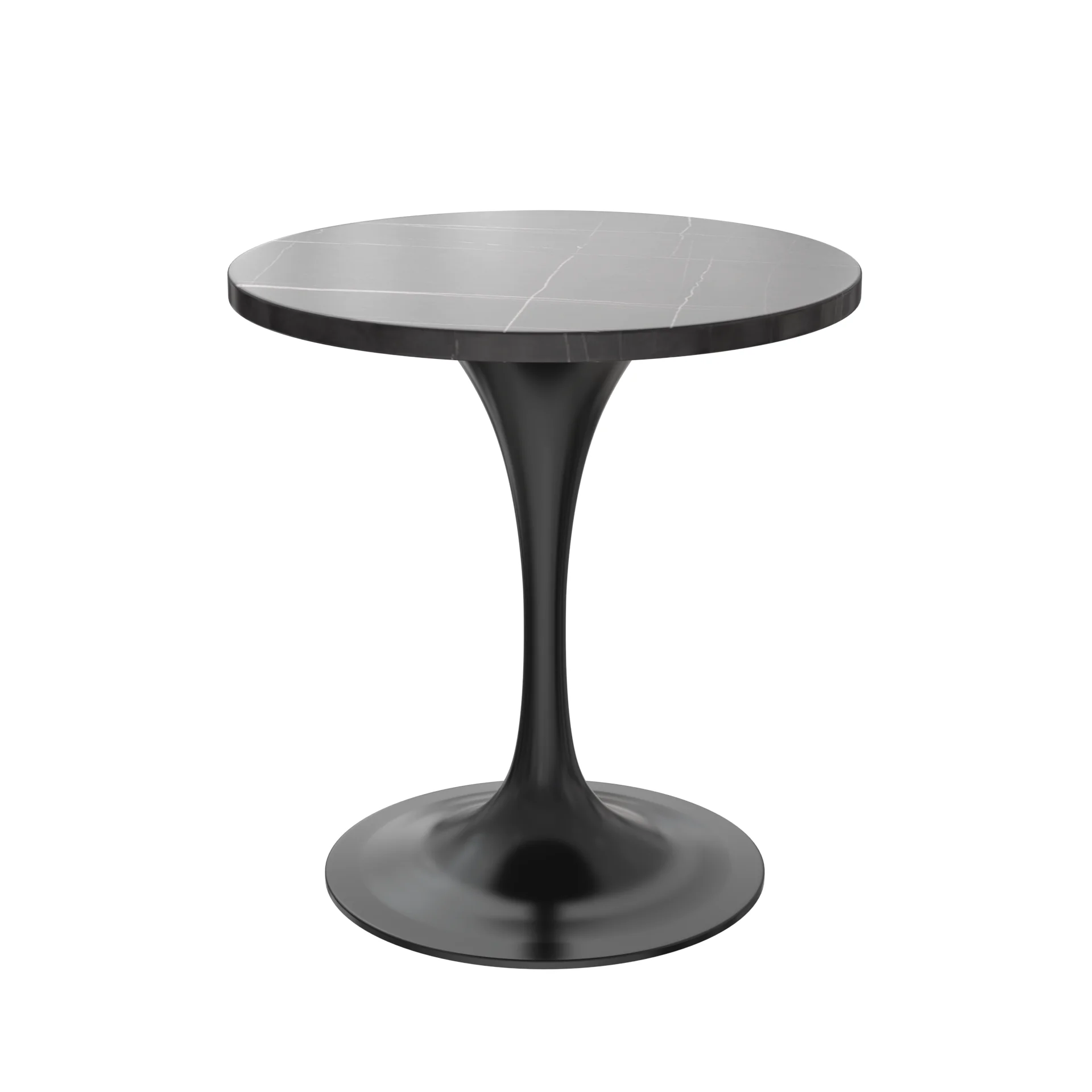 Verve Collection 27 Round Dining Table, Black Base with Sintered Stone Black Top