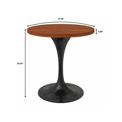 Verve Collection 27 Round Dining Table, Black Base with Cognac Brown MDF Top