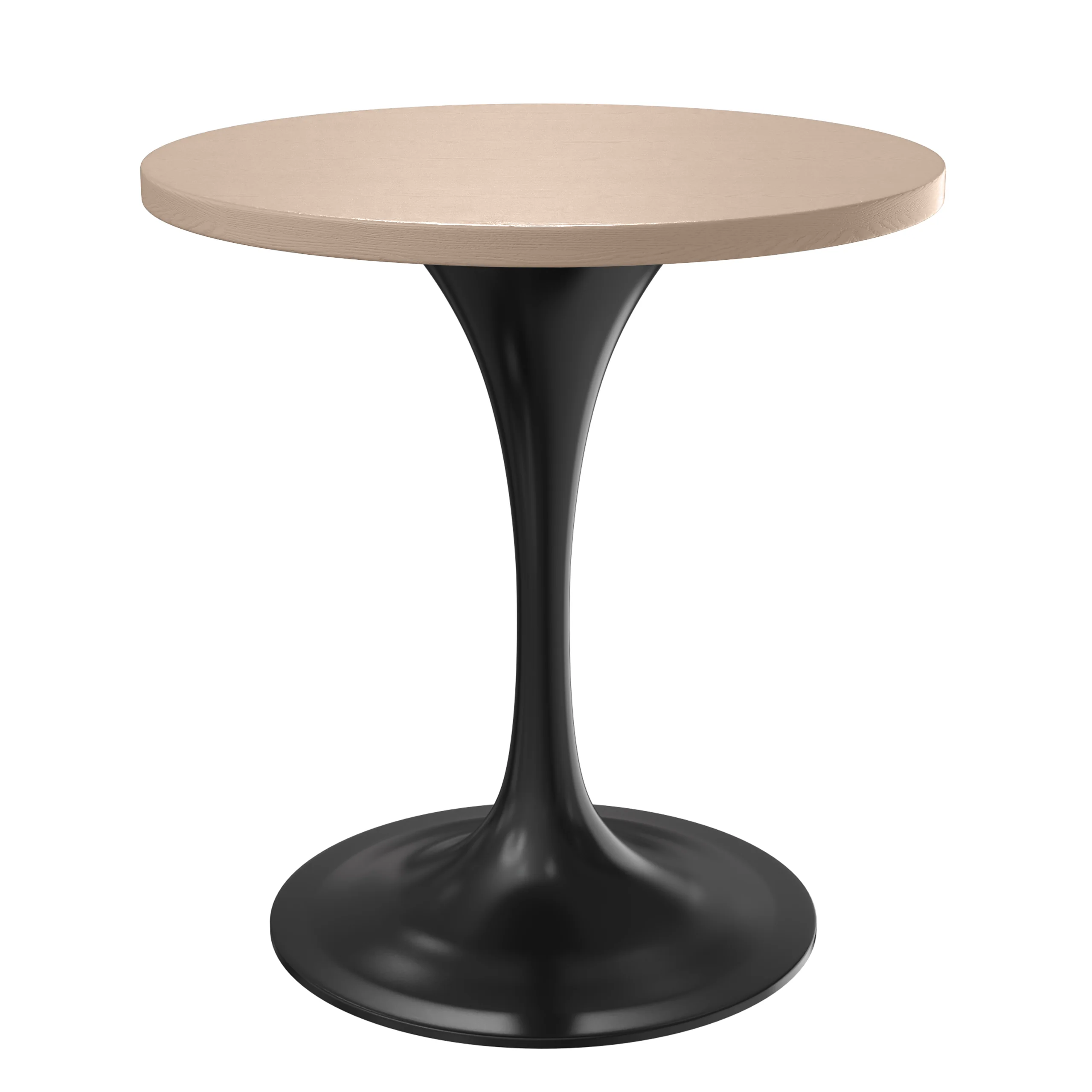 Verve Collection 27 Round Dining Table, Black Base with Light Natural Wood MDF Top