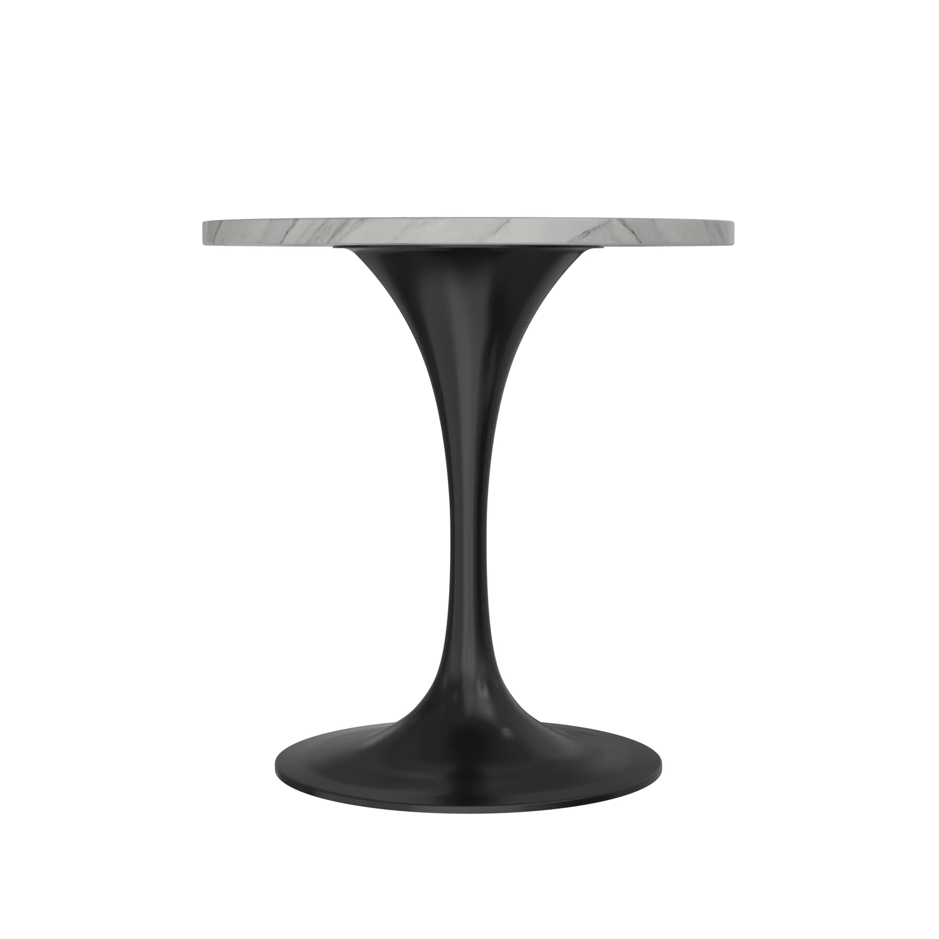 Verve Collection 27 Round Dining Table, Black Base with Sintered Stone White Top