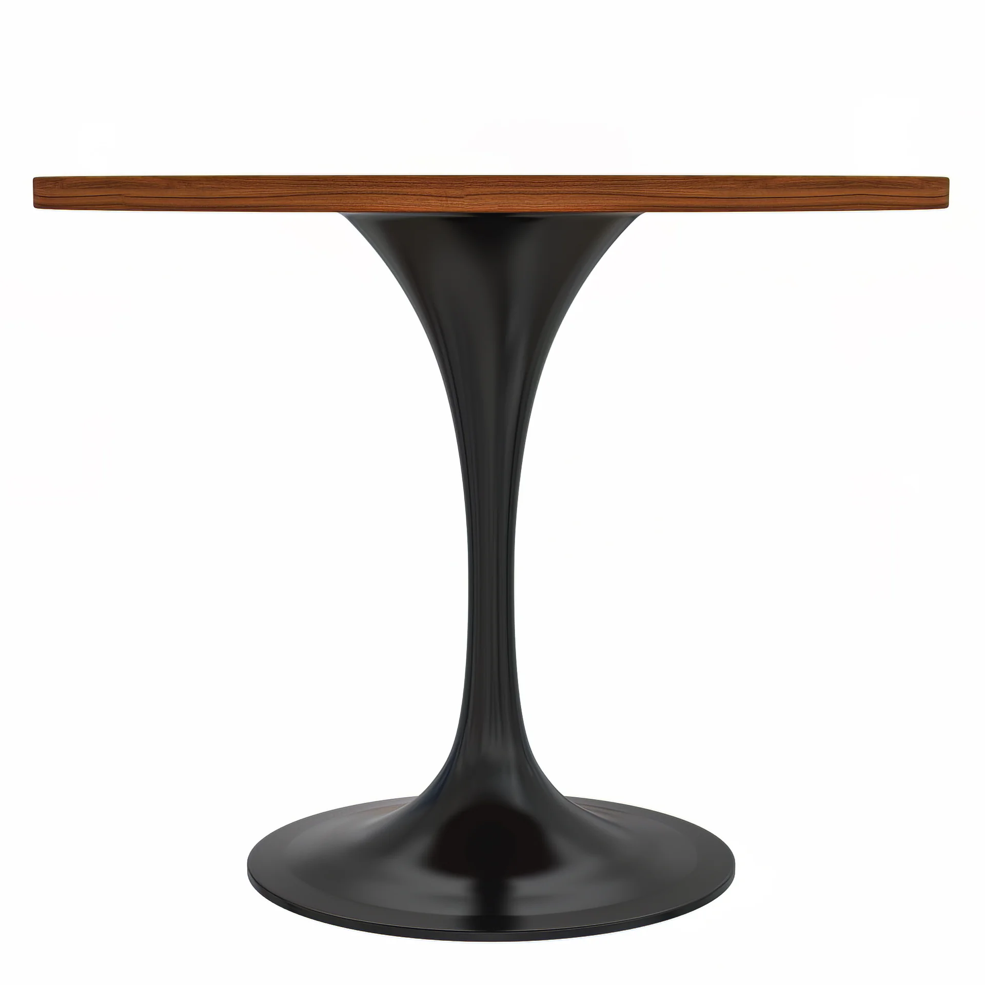 Verve Collection 36 Round Dining Table, Black Base with Cognac Brown MDF Top