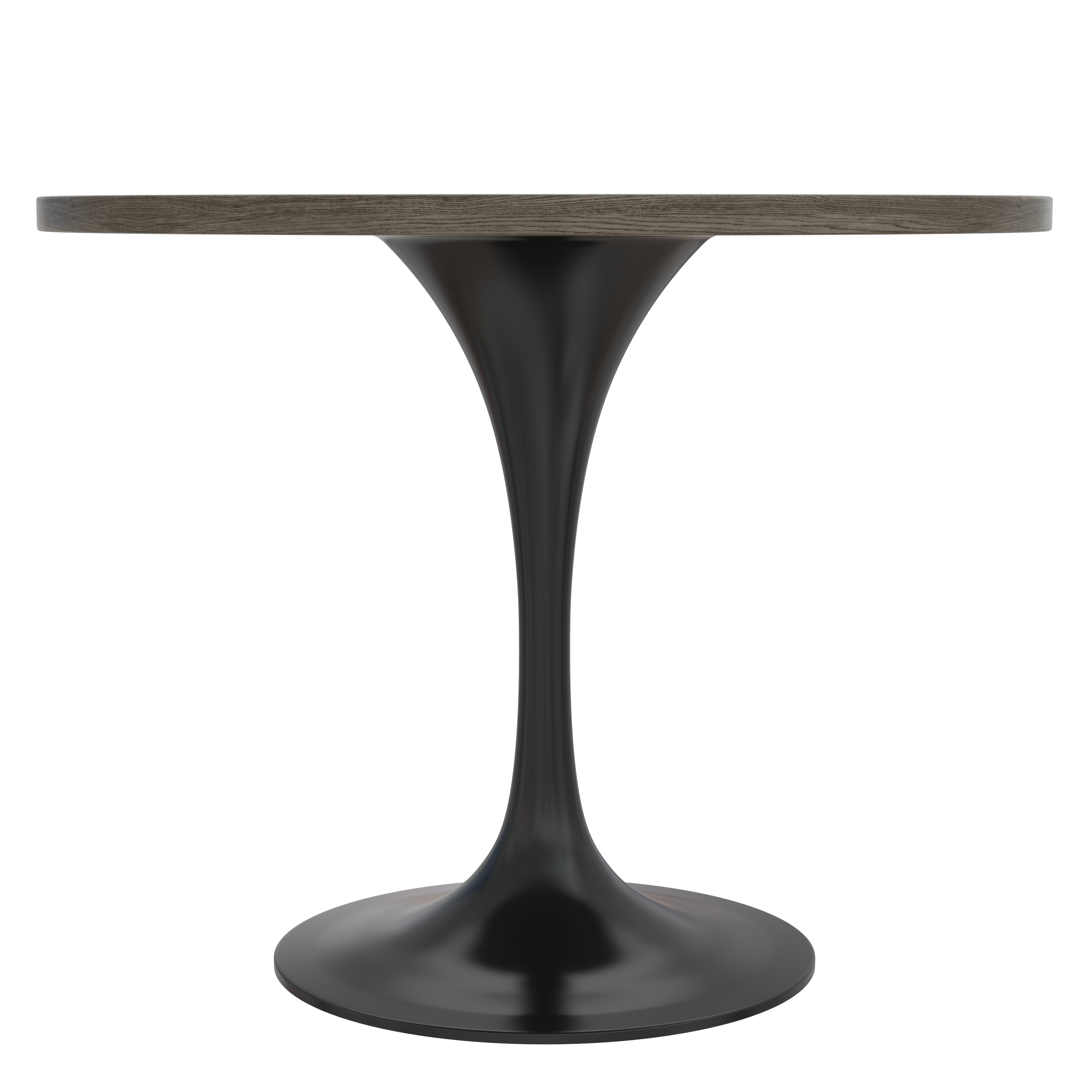 Verve Collection 36 Round Dining Table, Black Base with Dark Maple MDF Top