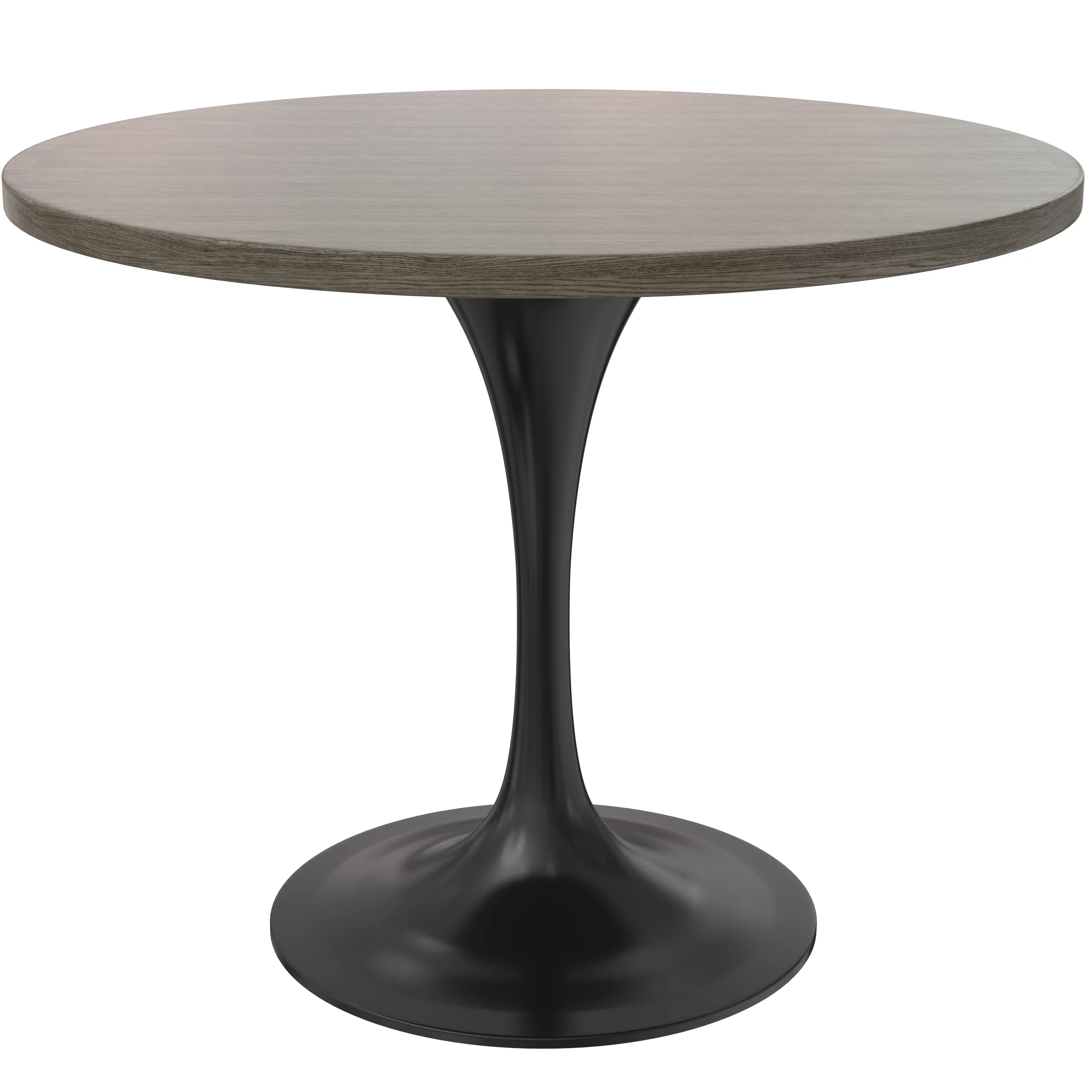 Verve Collection 36 Round Dining Table, Black Base with Dark Maple MDF Top