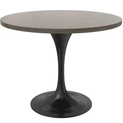 Verve Collection 36 Round Dining Table, Black Base with Dark Maple MDF Top