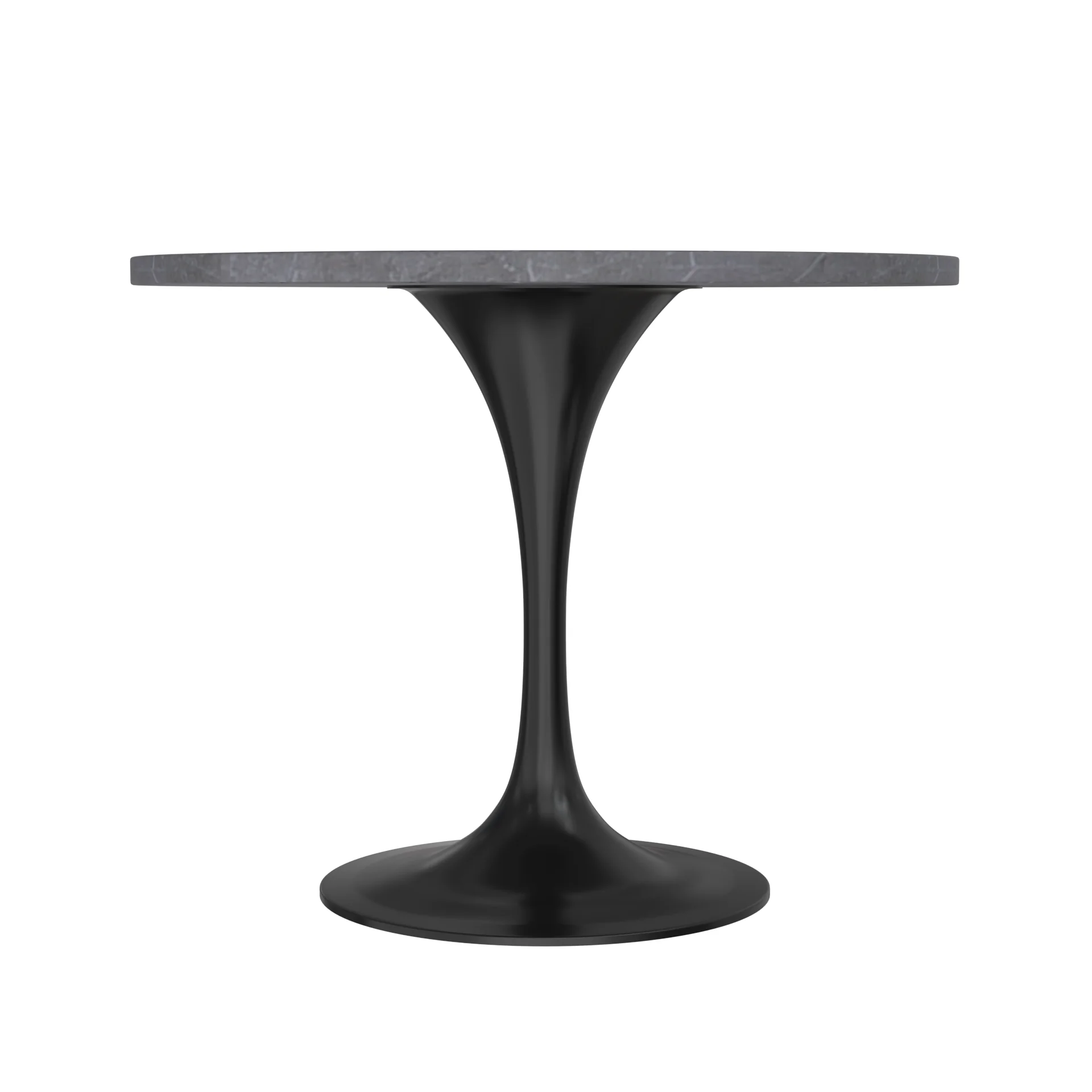 Verve Collection 36 Round Dining Table, Black Base with Sintered Stone Grey Top