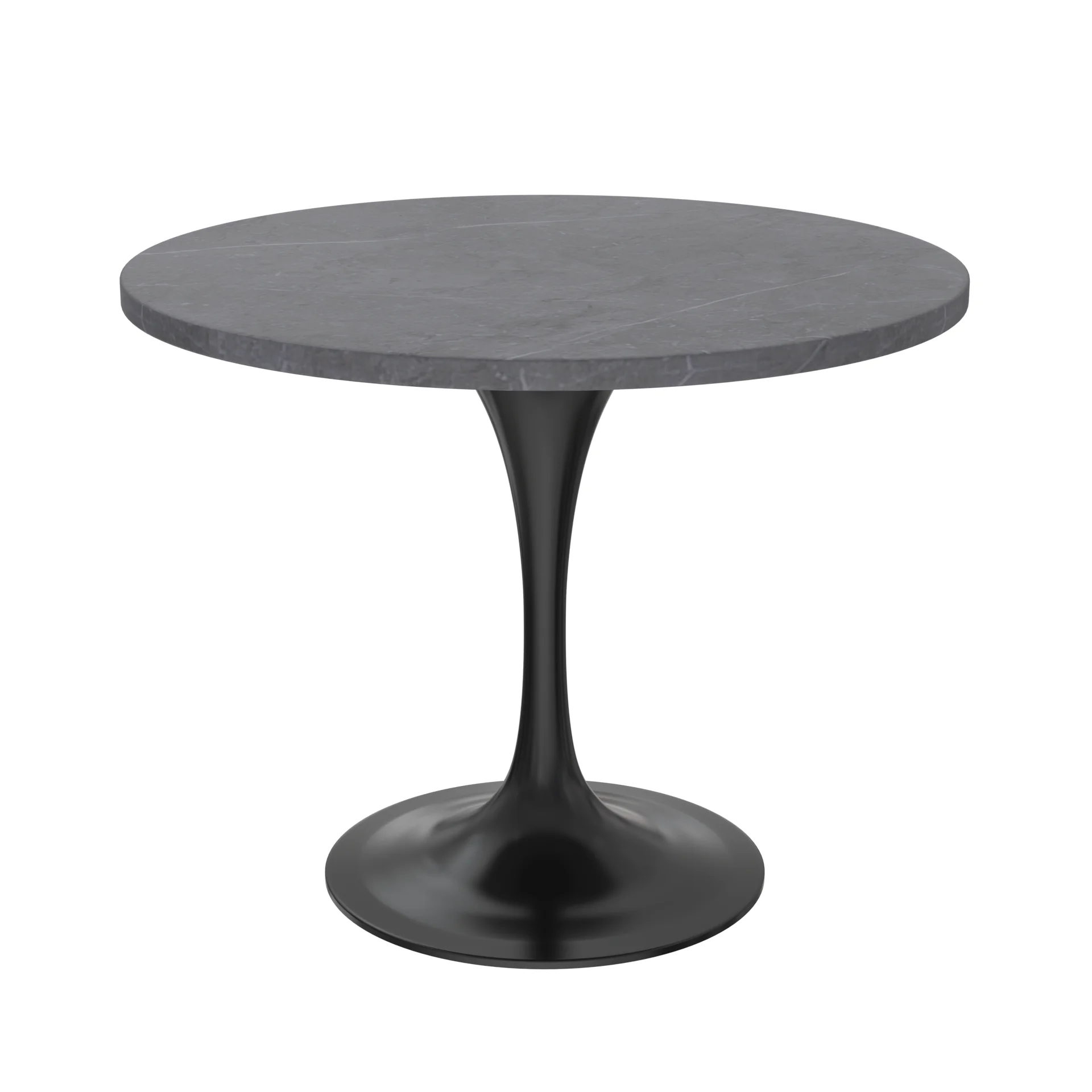 Verve Collection 36 Round Dining Table, Black Base with Sintered Stone Grey Top