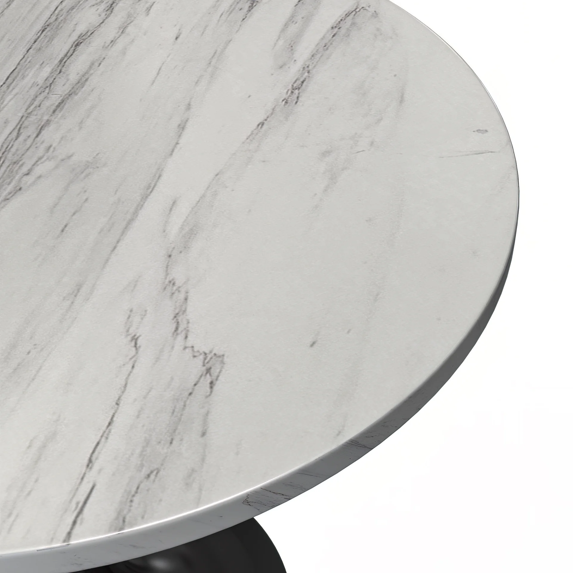 Verve Collection 36" Round Dining Table, Black Base with Laminated White Marbleized Top