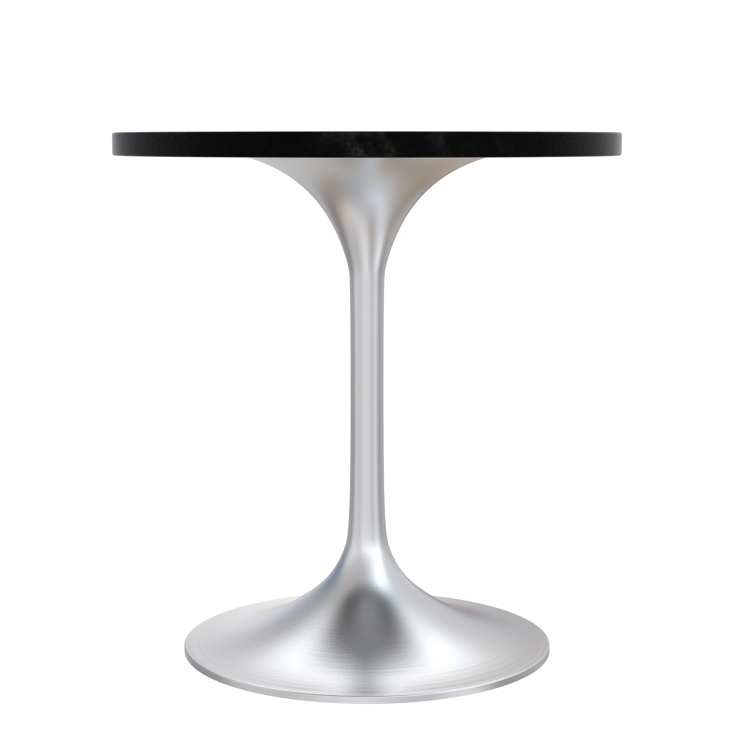 Verve Collection 27" Round Dining Table, Brushed Chrome Base with Black MDF Top