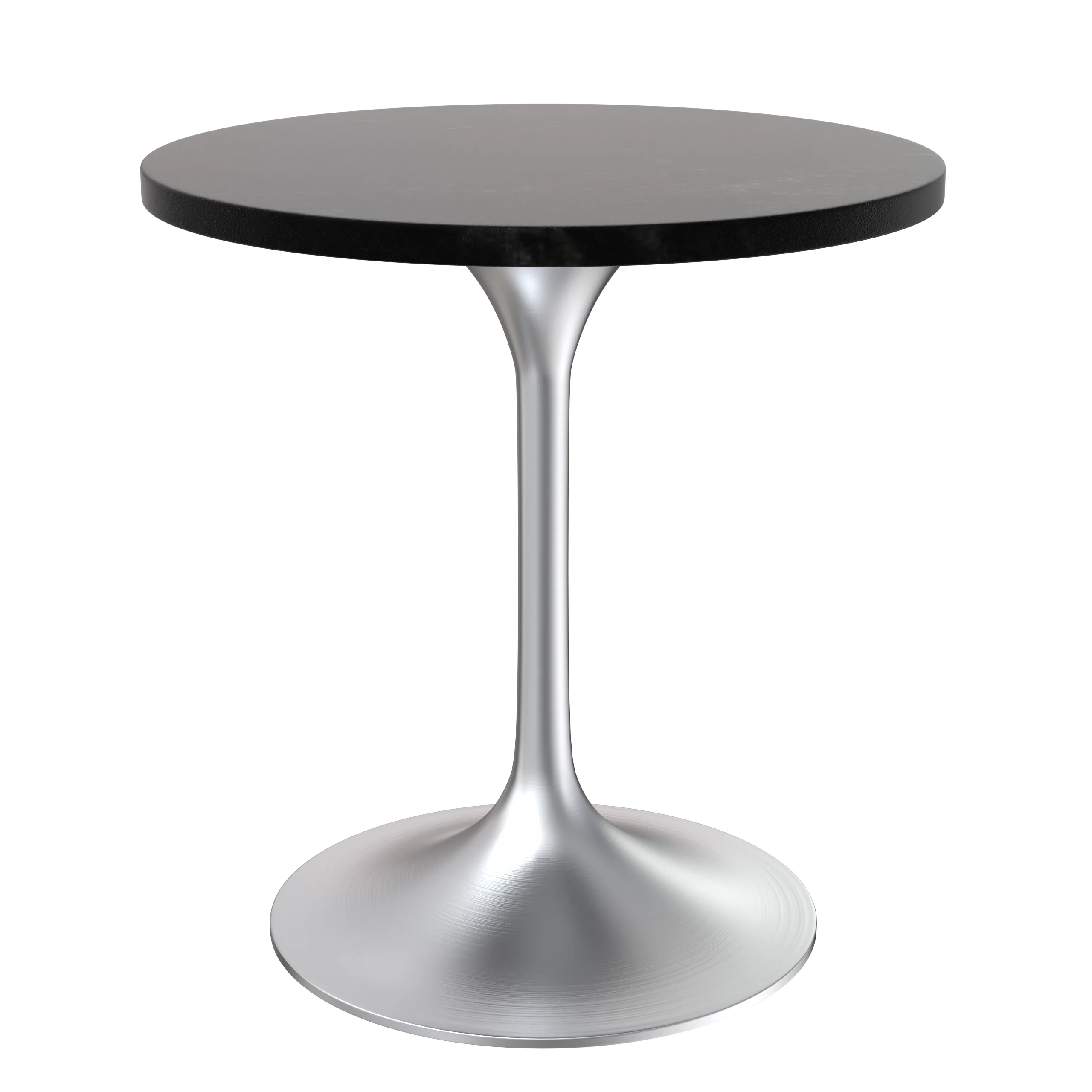 Verve Collection 27" Round Dining Table, Brushed Chrome Base with Black MDF Top