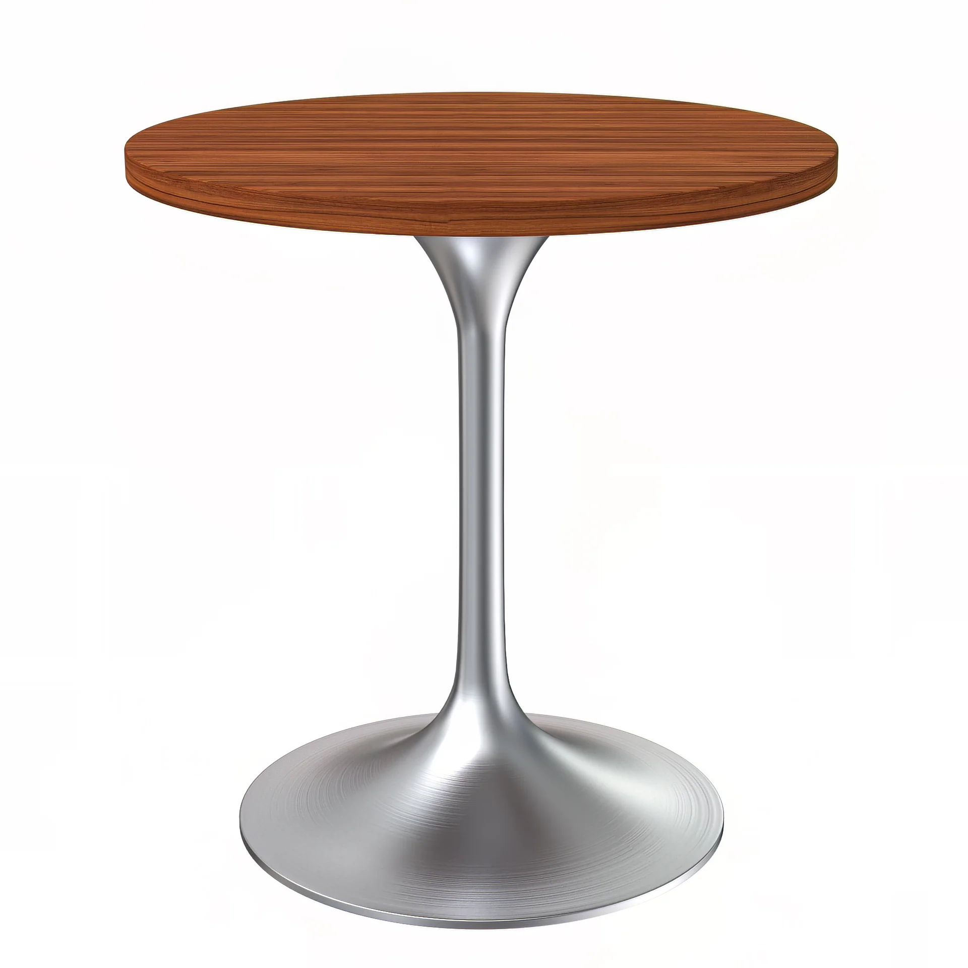 Verve Collection 27" Round Dining Table, Brushed Chrome Base with Cognac Brown MDF Top