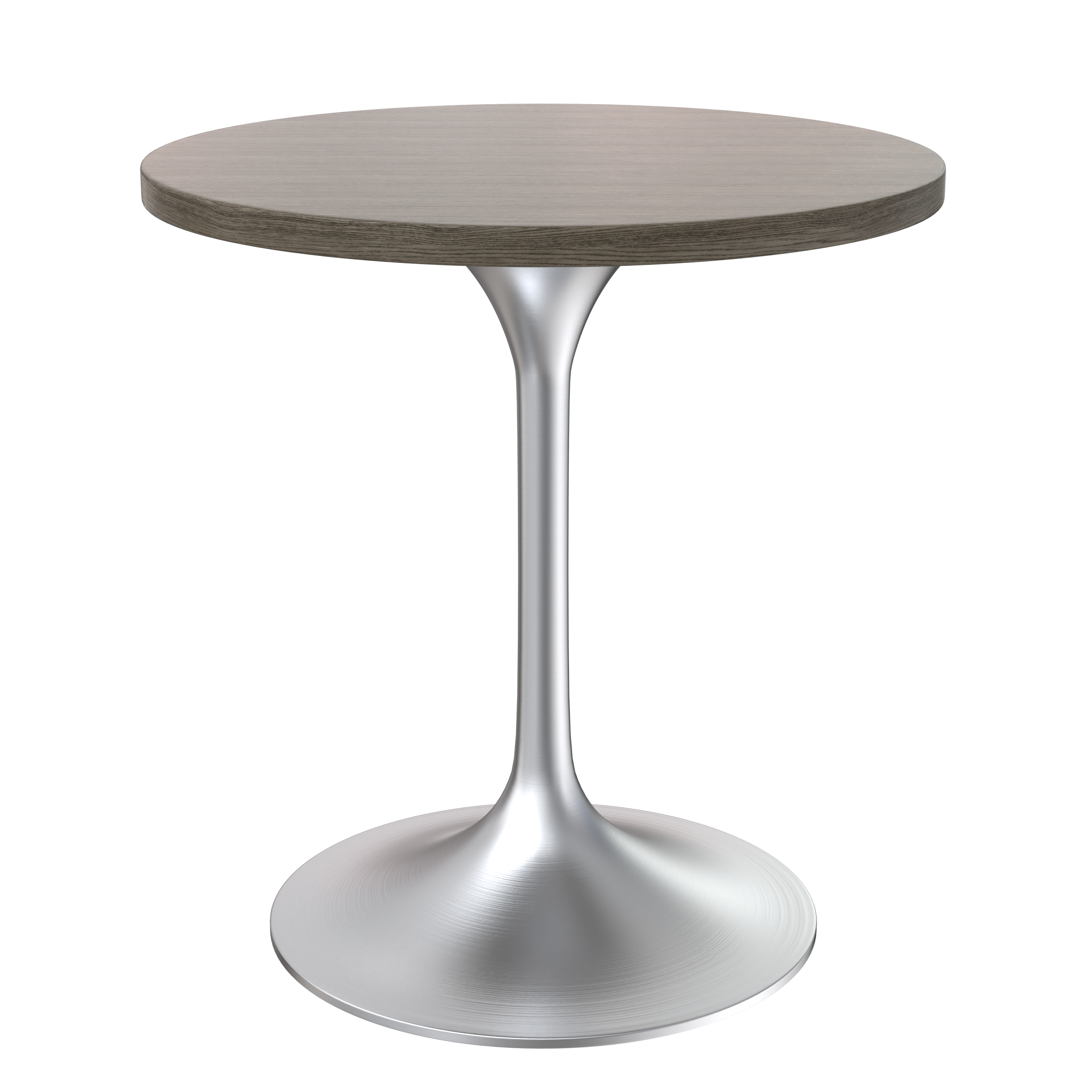 Verve Collection 27" Round Dining Table, Brushed Chrome Base with Dark Maple MDF Top
