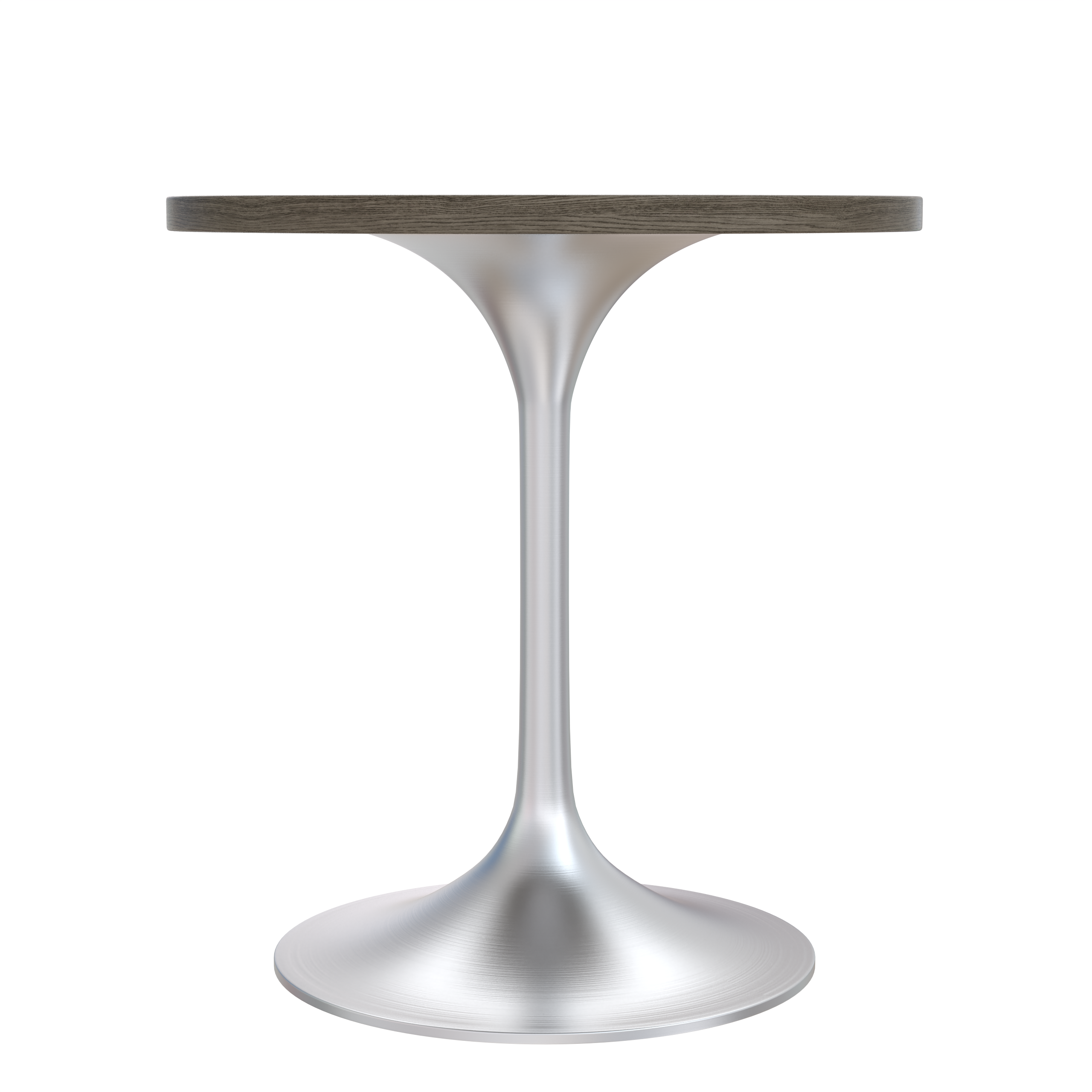 Verve Collection 27" Round Dining Table, Brushed Chrome Base with Dark Maple MDF Top