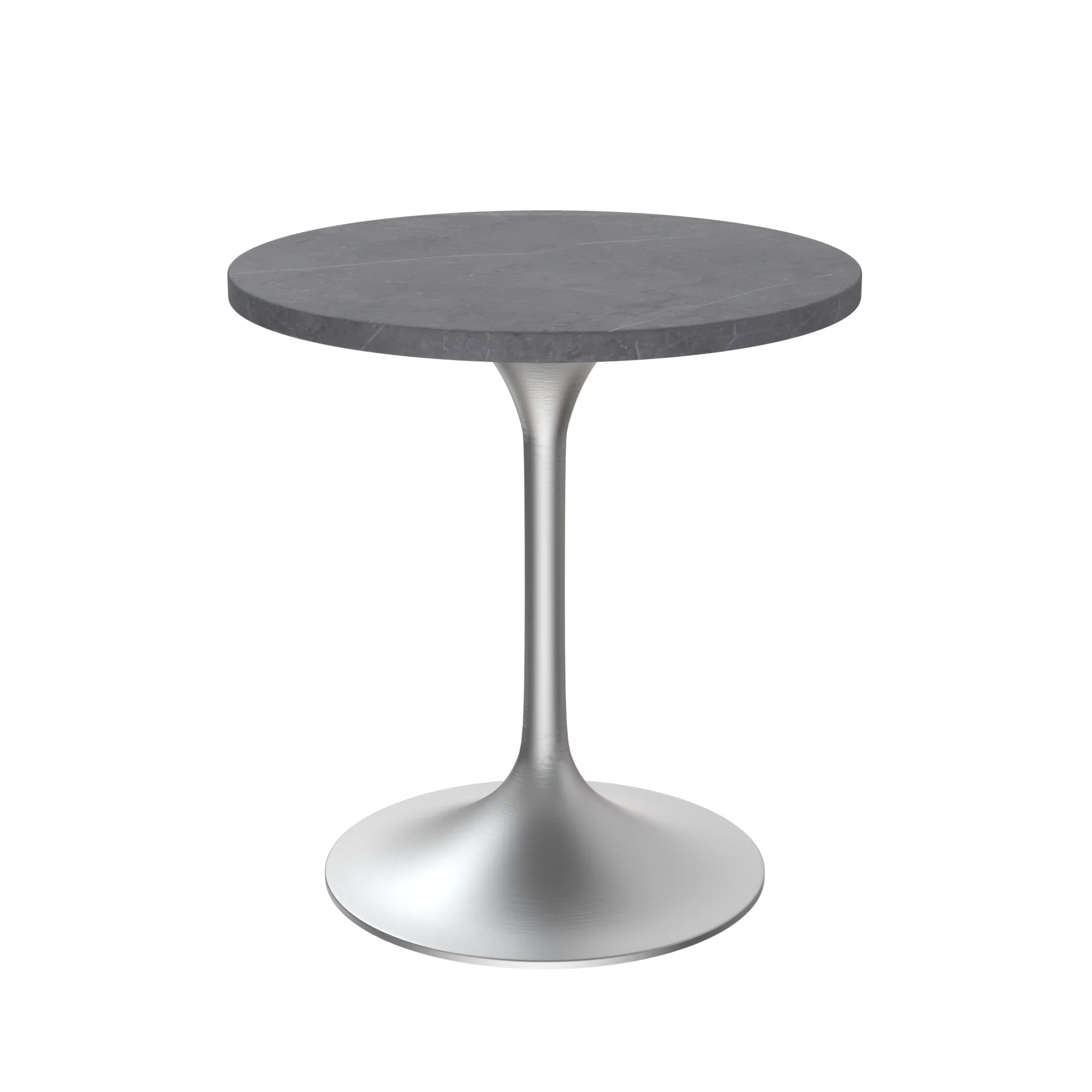 Verve Collection 27 Round Dining Table, Brushed Chrome Base with Sintered Stone Grey Top