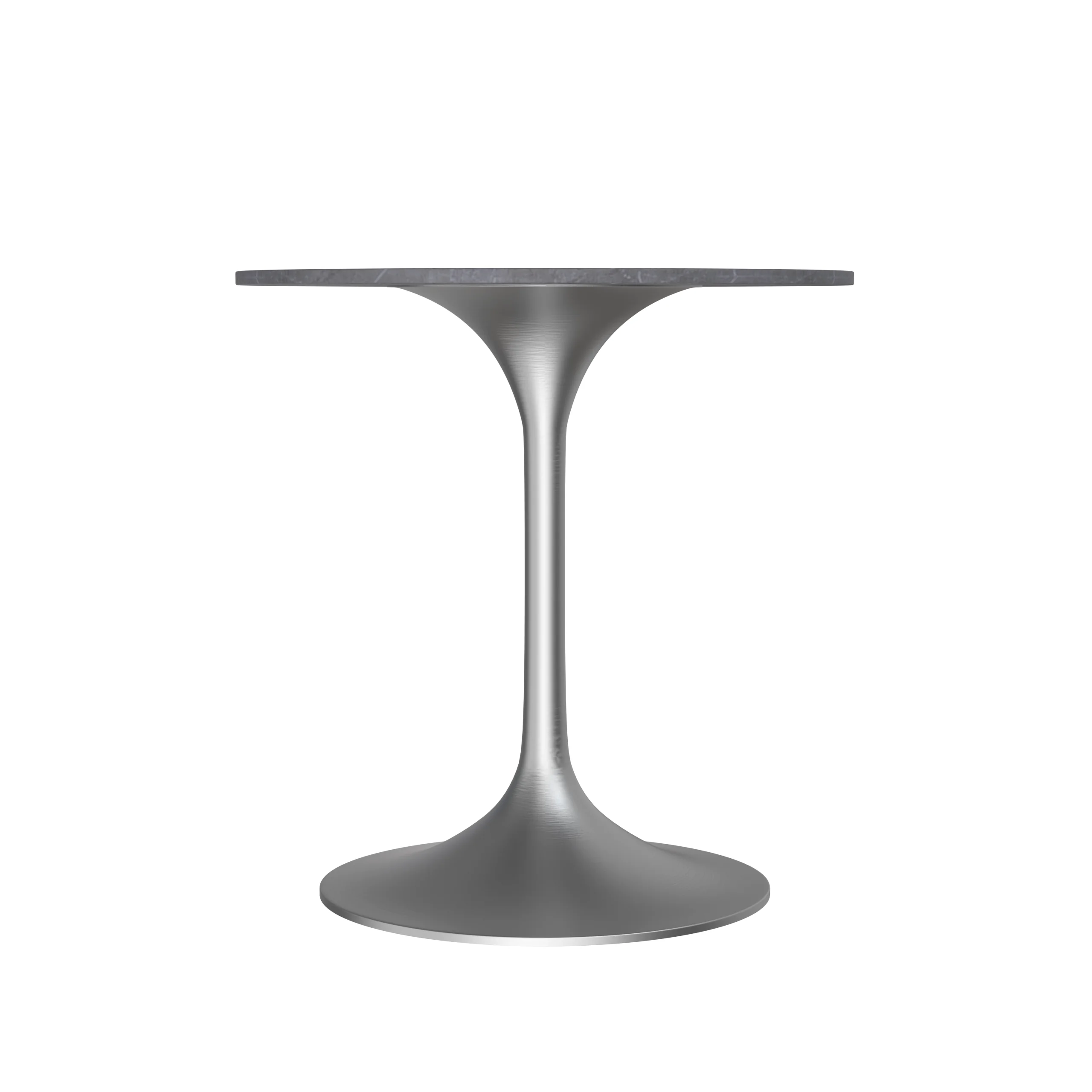 Verve Collection 27 Round Dining Table, Brushed Chrome Base with Sintered Stone Grey Top