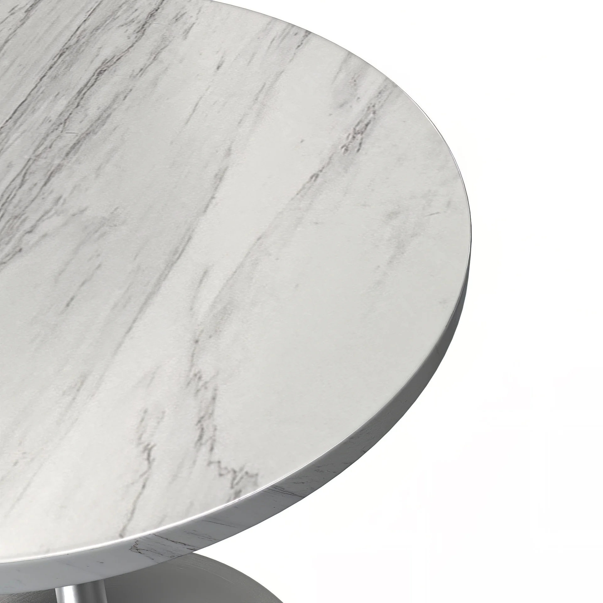 Verve Collection 27 Round Dining Table, Brushed Gold Base with Laminated White Marbleized Top