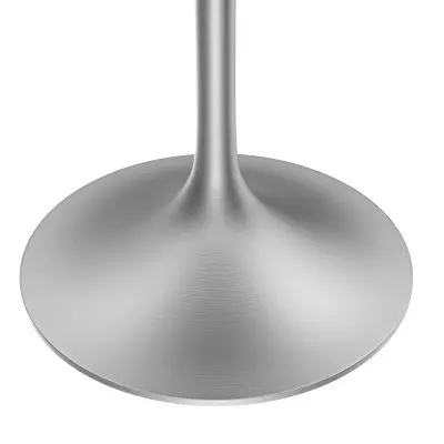 Verve Collection 27 Round Dining Table, Brushed Chrome Base with Sintered Stone White Top