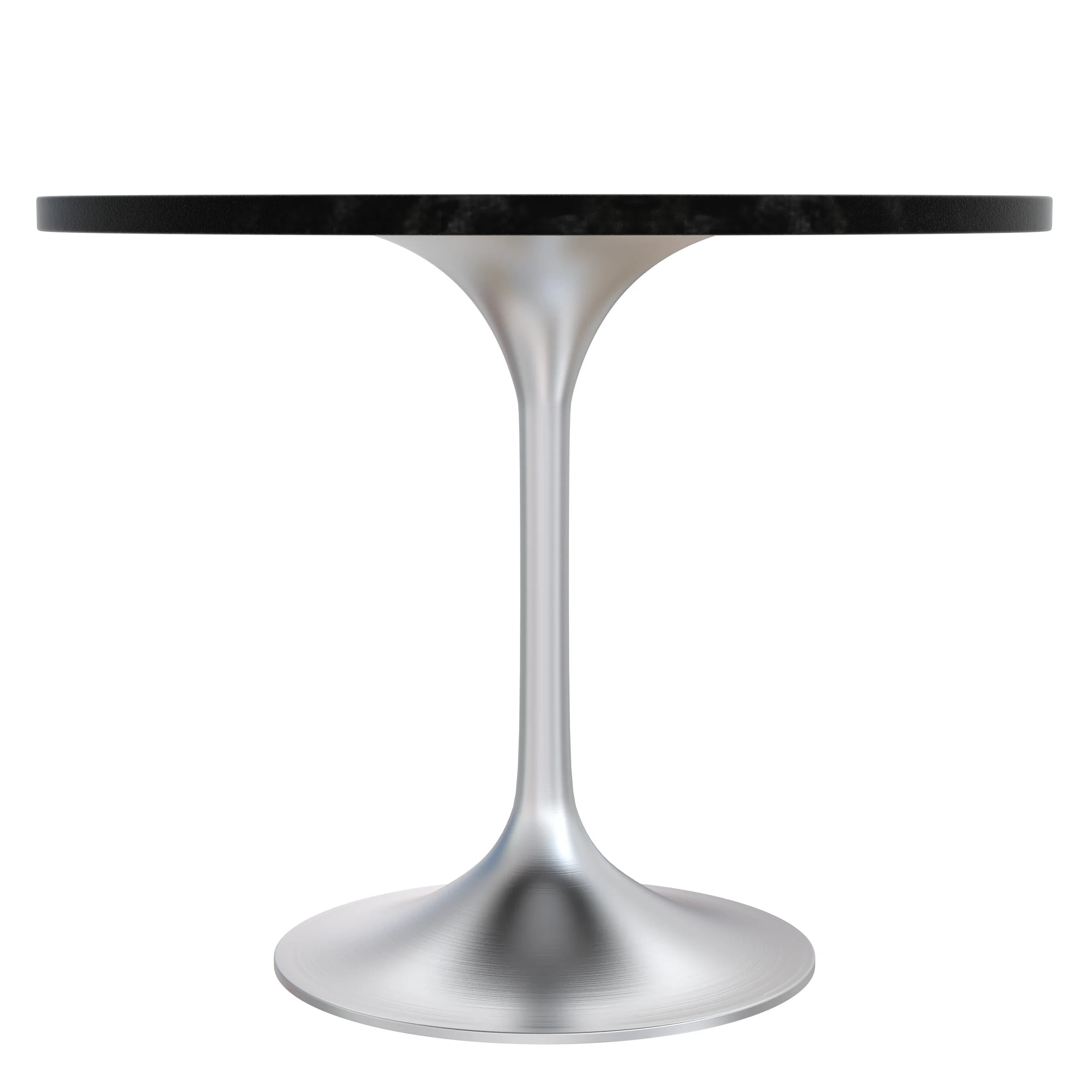 Verve Collection 36" Round Dining Table, Brushed Chrome Base with Black MDF Top