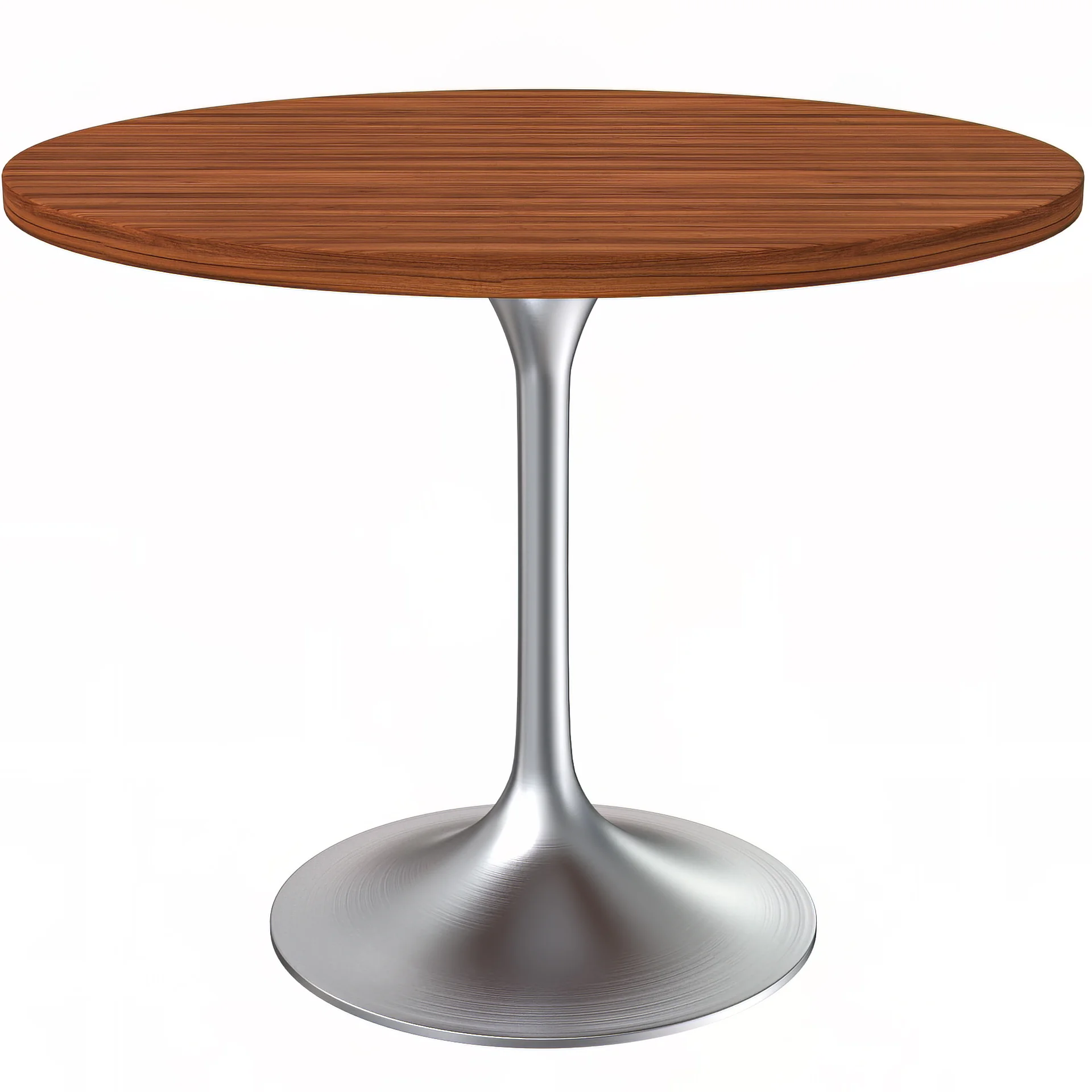 Verve Collection 36" Round Dining Table, Brushed Chrome Base with Cognac Brown MDF Top